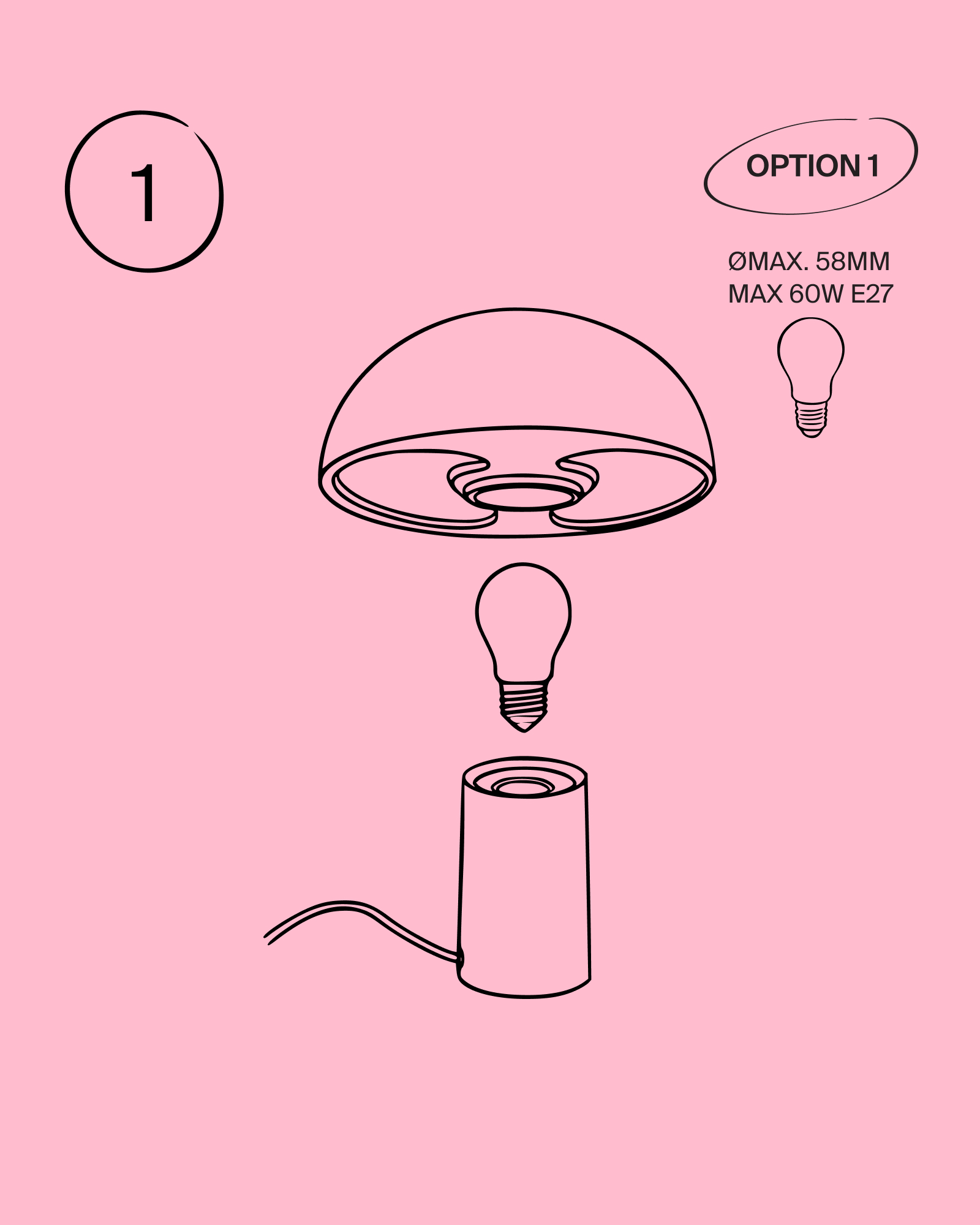Cogumelo Keramiklampe rosa blau