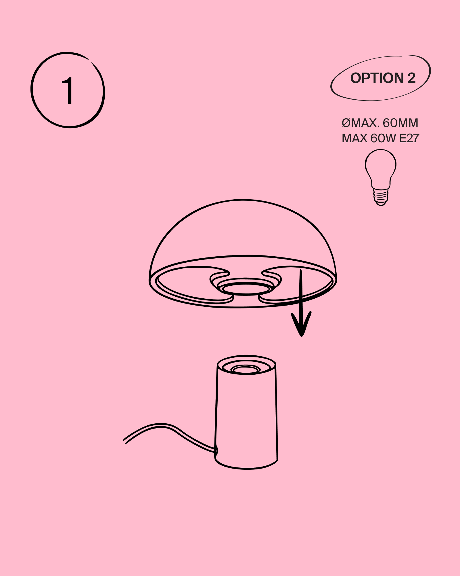 Cogumelo Keramiklampe rosa blau