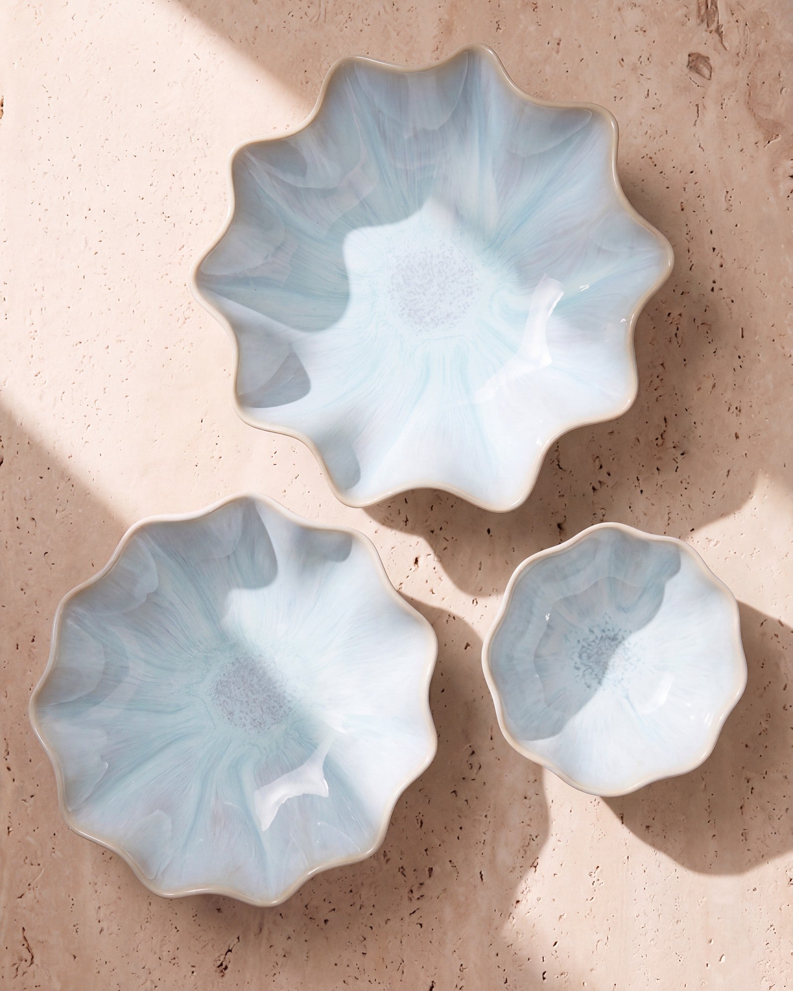Areia Geschirr-Set shell azur 3-teilig