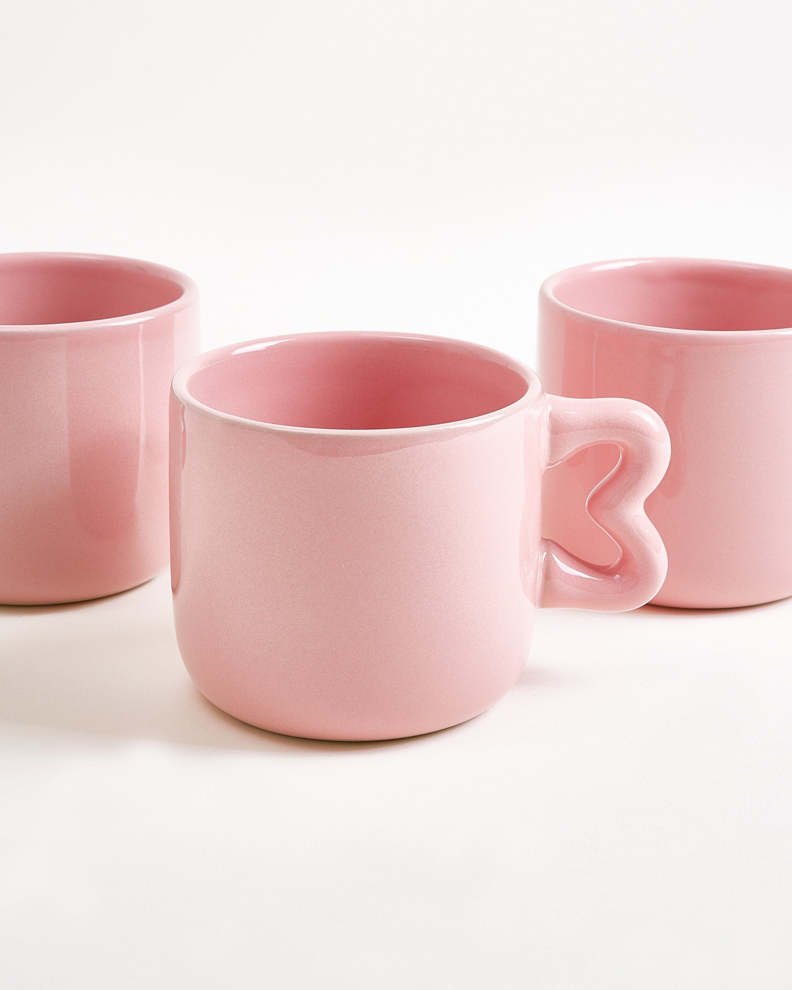 Seia mug with heart & saucer pink orange