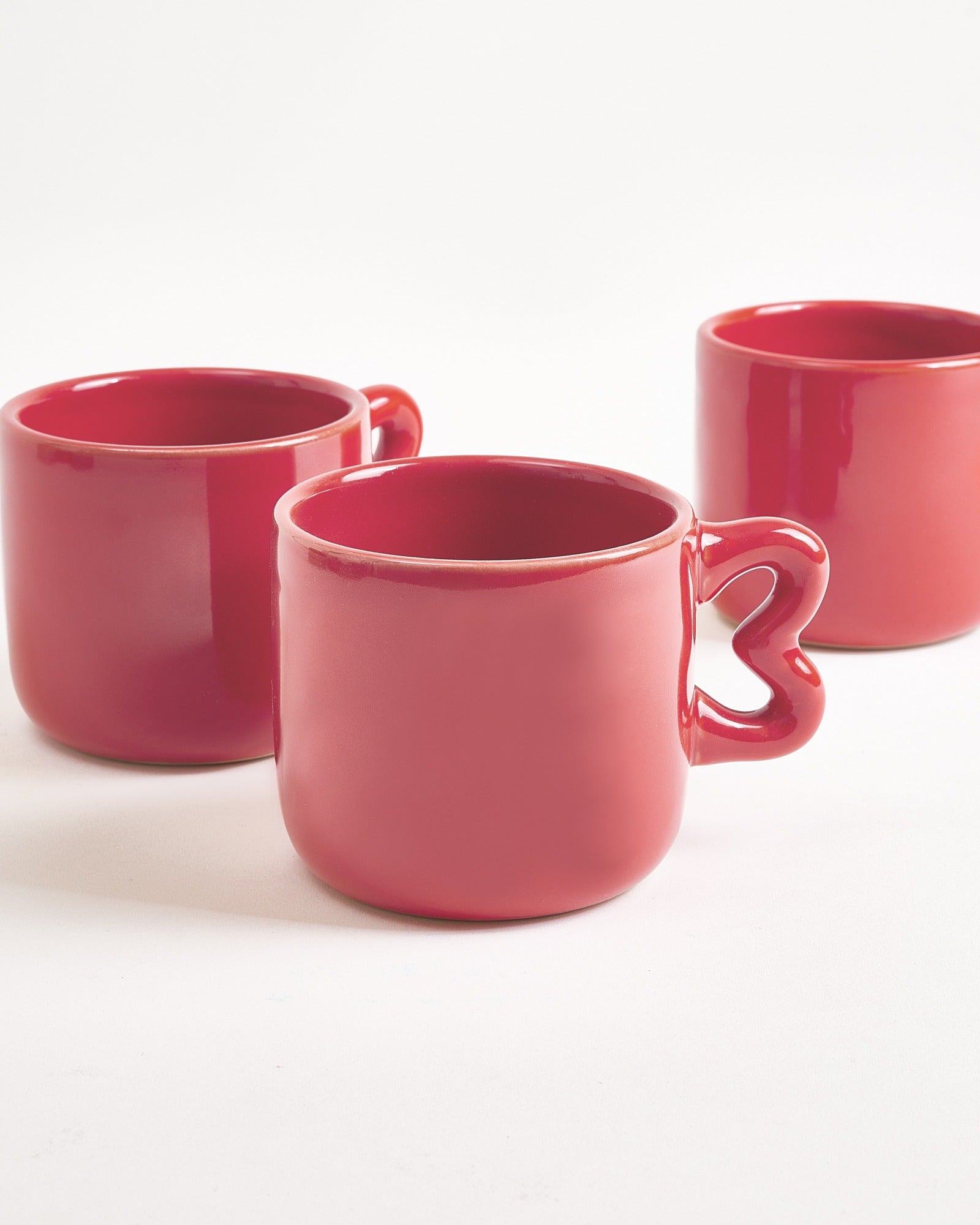 Seia mug with heart & saucer bordeaux