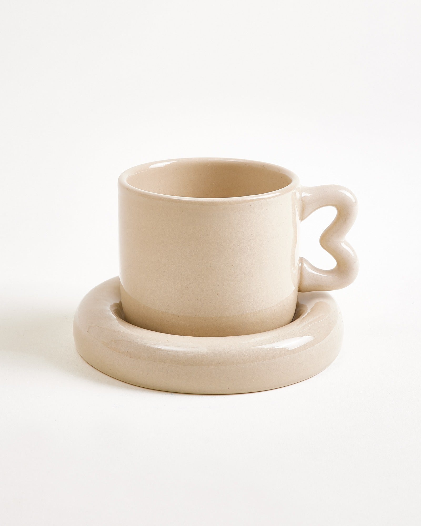 Seia Tasse & Untertasse Herz sand