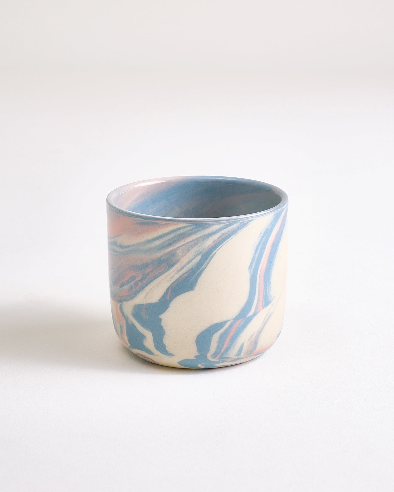 Seia Becher & Untertasse marbled blau weiß