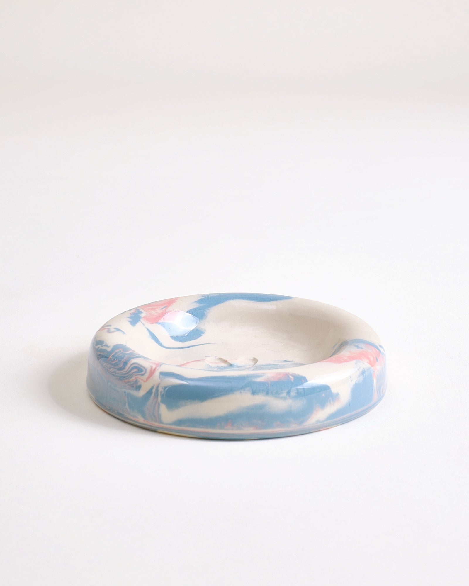 Seia Becher & Untertasse marbled blau weiß