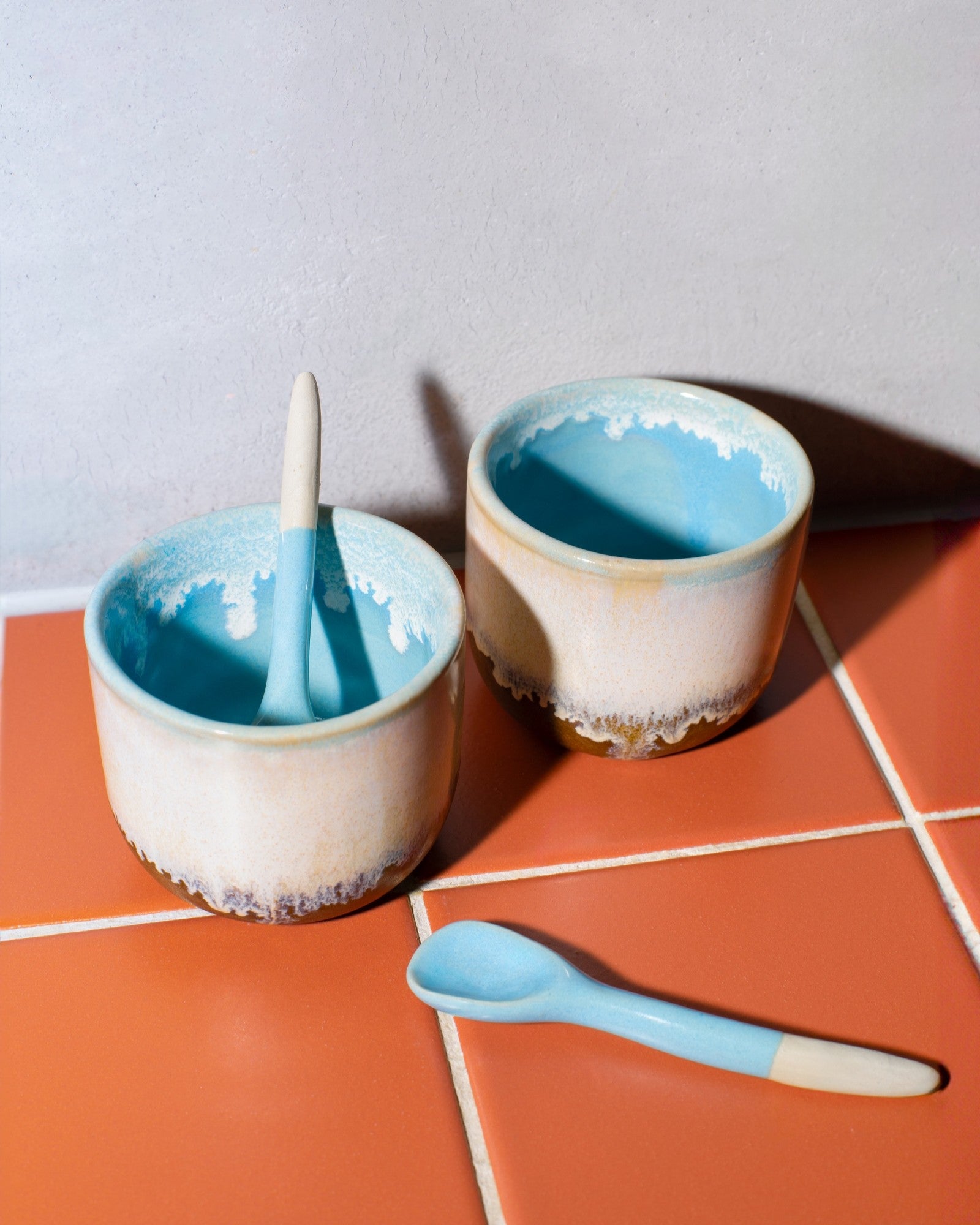 MaM x Mälzer&Fu - Small cup & spoon light blue brown