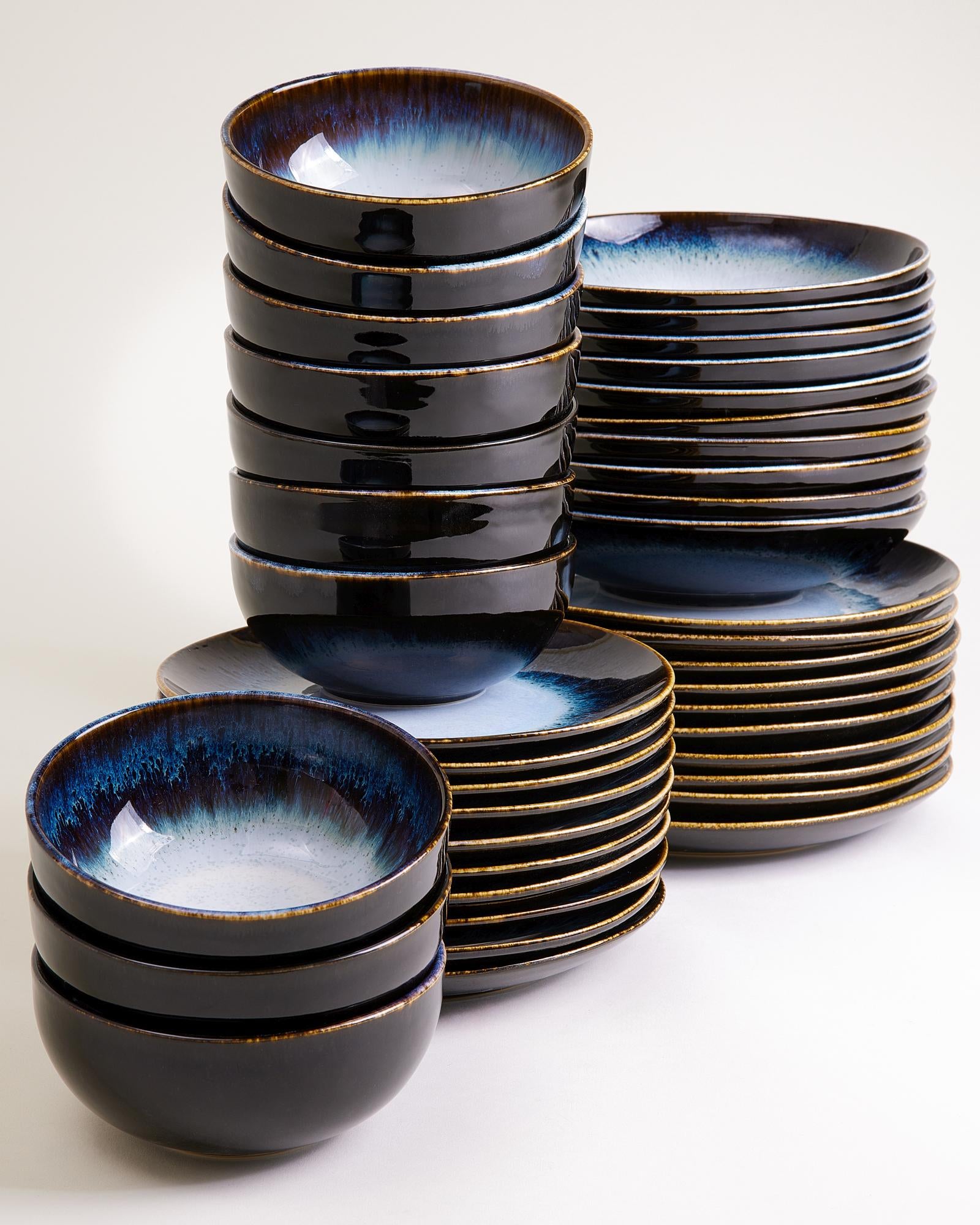 Alcachofra - Set de vaisselle noir bleu 40 pièces