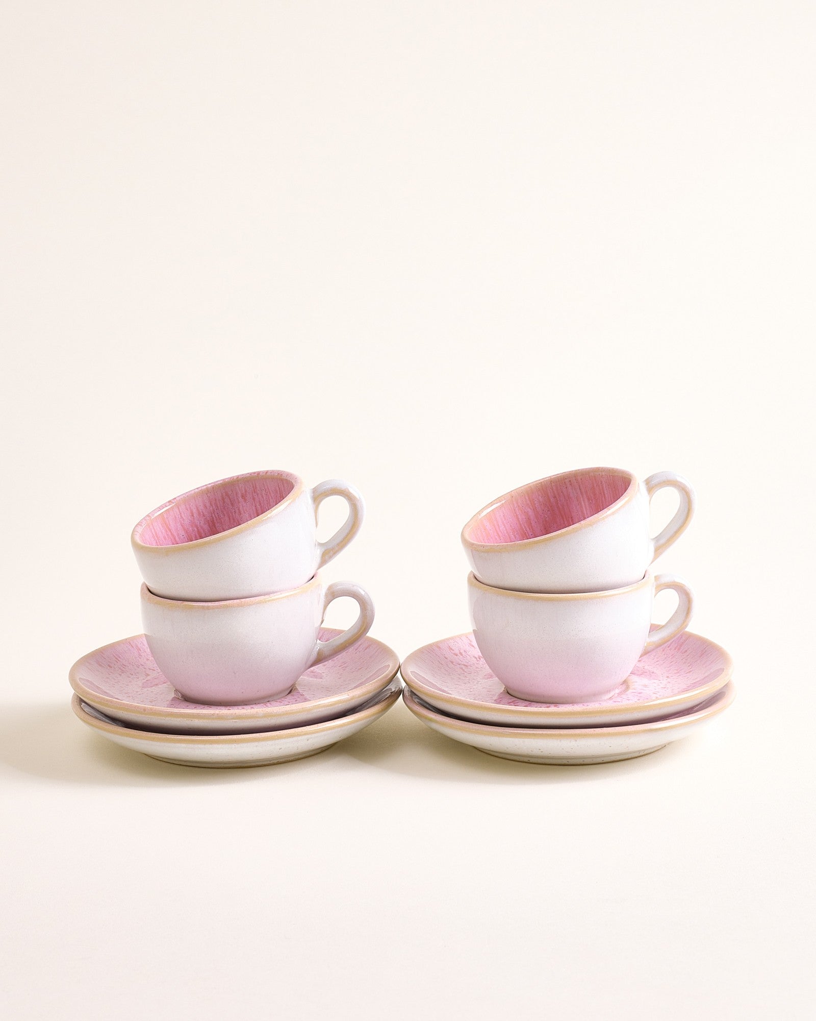 Areia - Tazzina da espresso e piattino classico rosa Set da 4