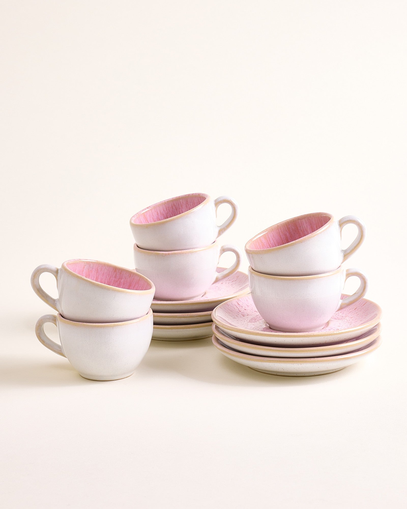 Areia - Espresso mug & Espresso saucer classic rosé Set of 6
