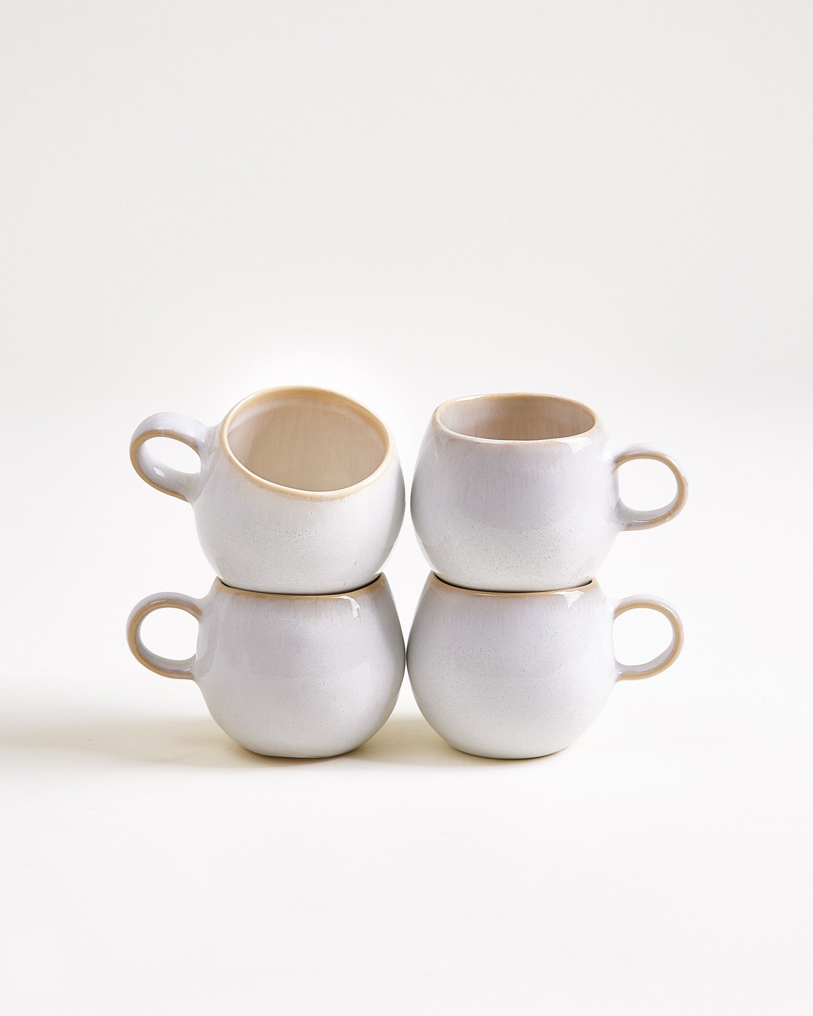 Areia - Tasse à café avec anse sable Lot de 4