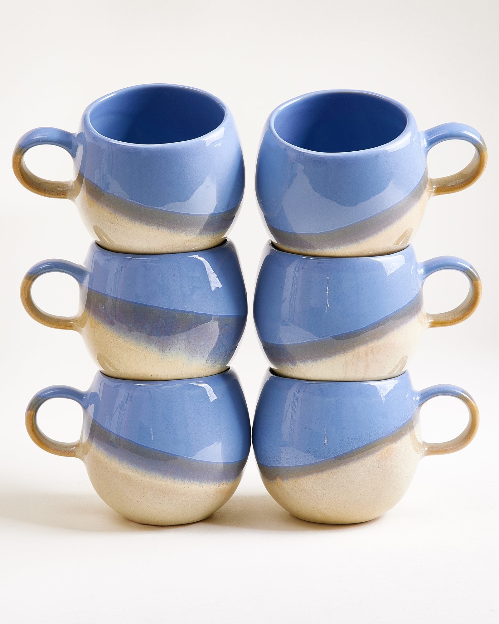 Bica koppen groot blauw cream - set van 6