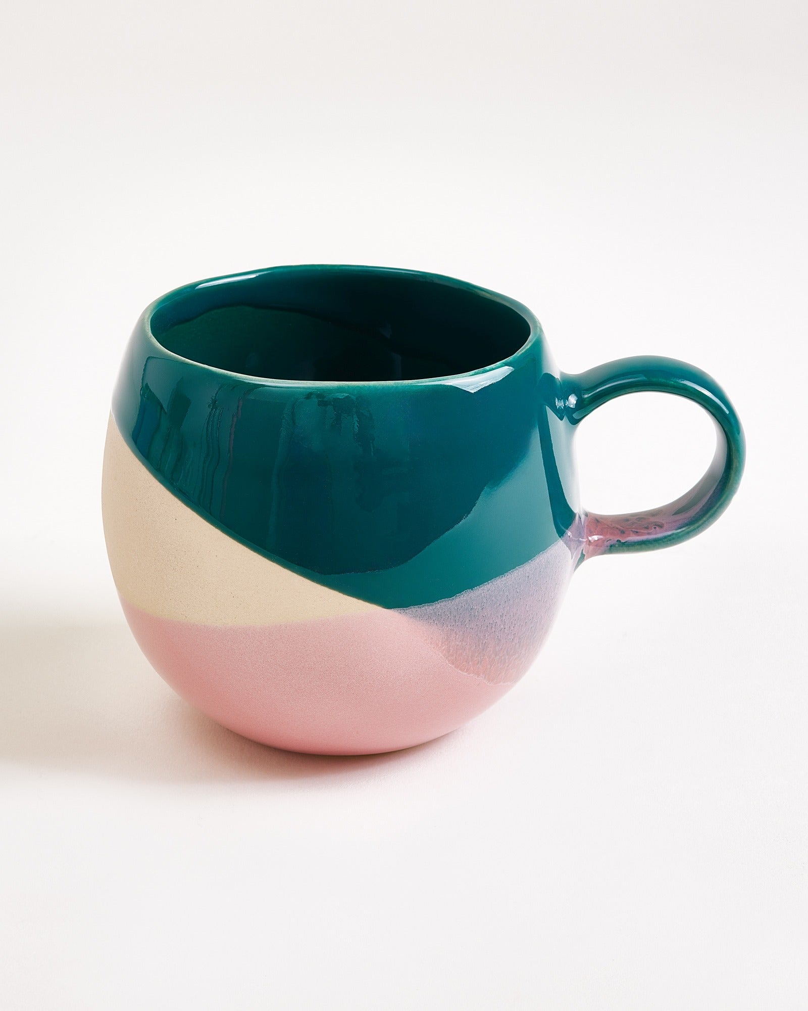 Bica Tasse groß dunkelgrün sand rosa