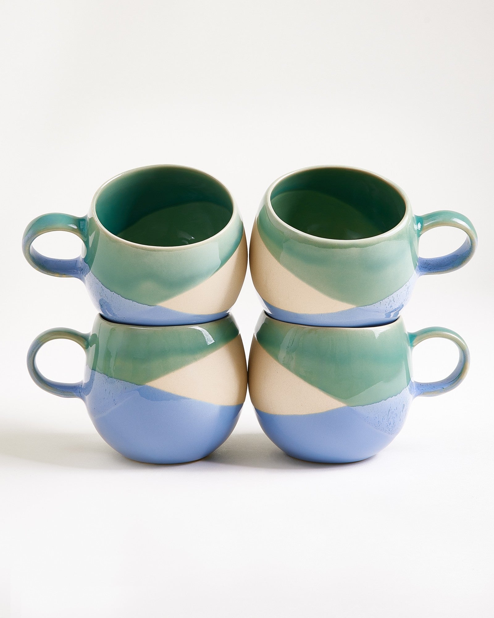 Bica - Set of 4 Mugs big light green blue cream