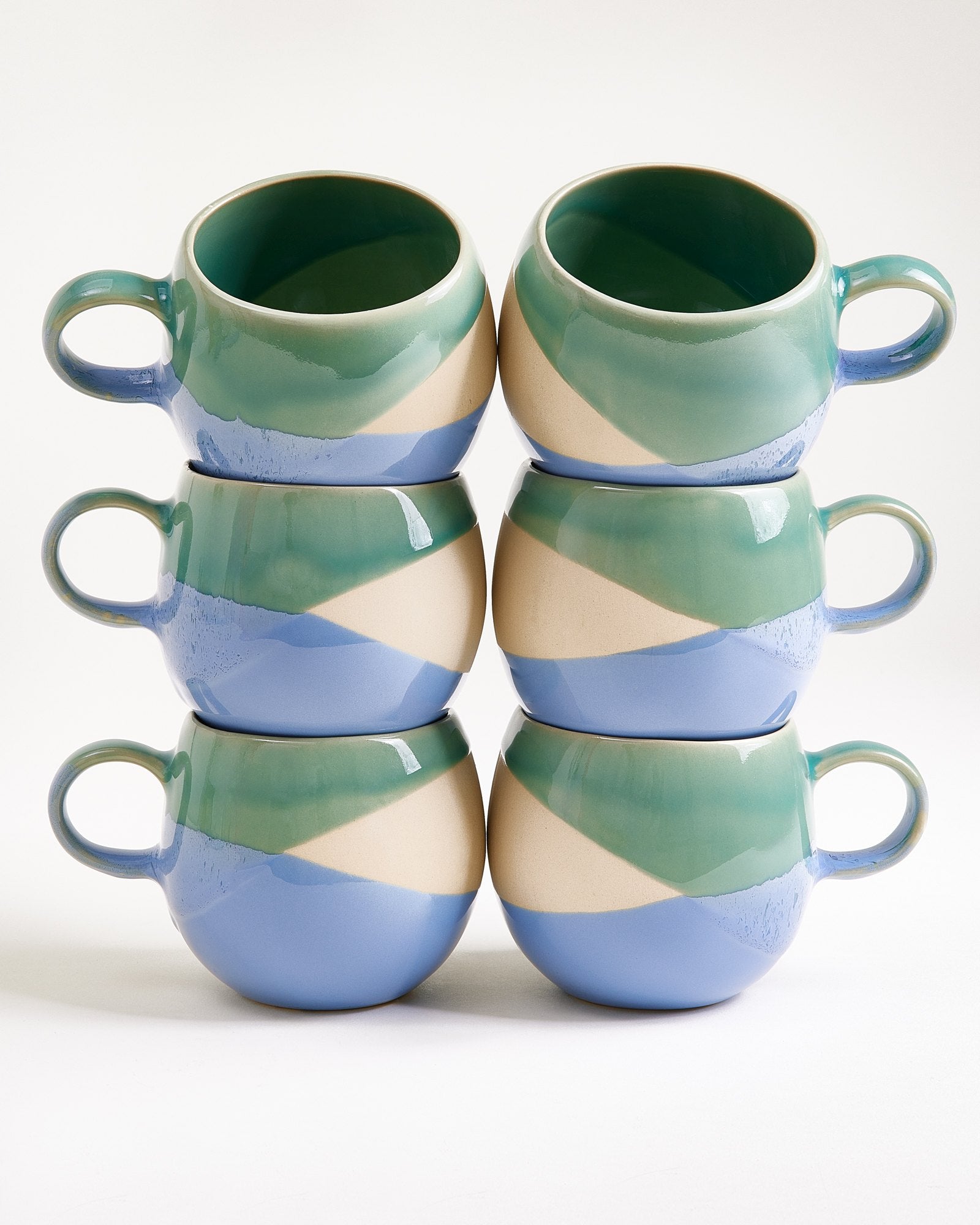 Bica - Set of 6 Mugs light green blue cream