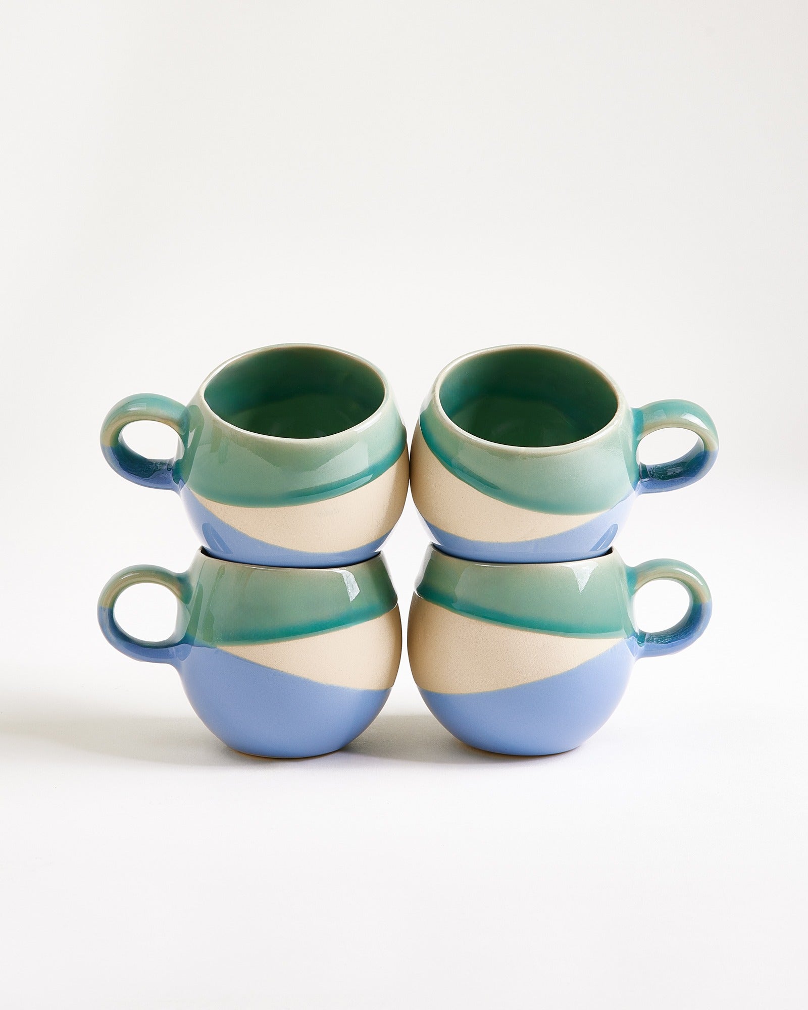 Bica - Set of 4 Mugs small light green blue cream