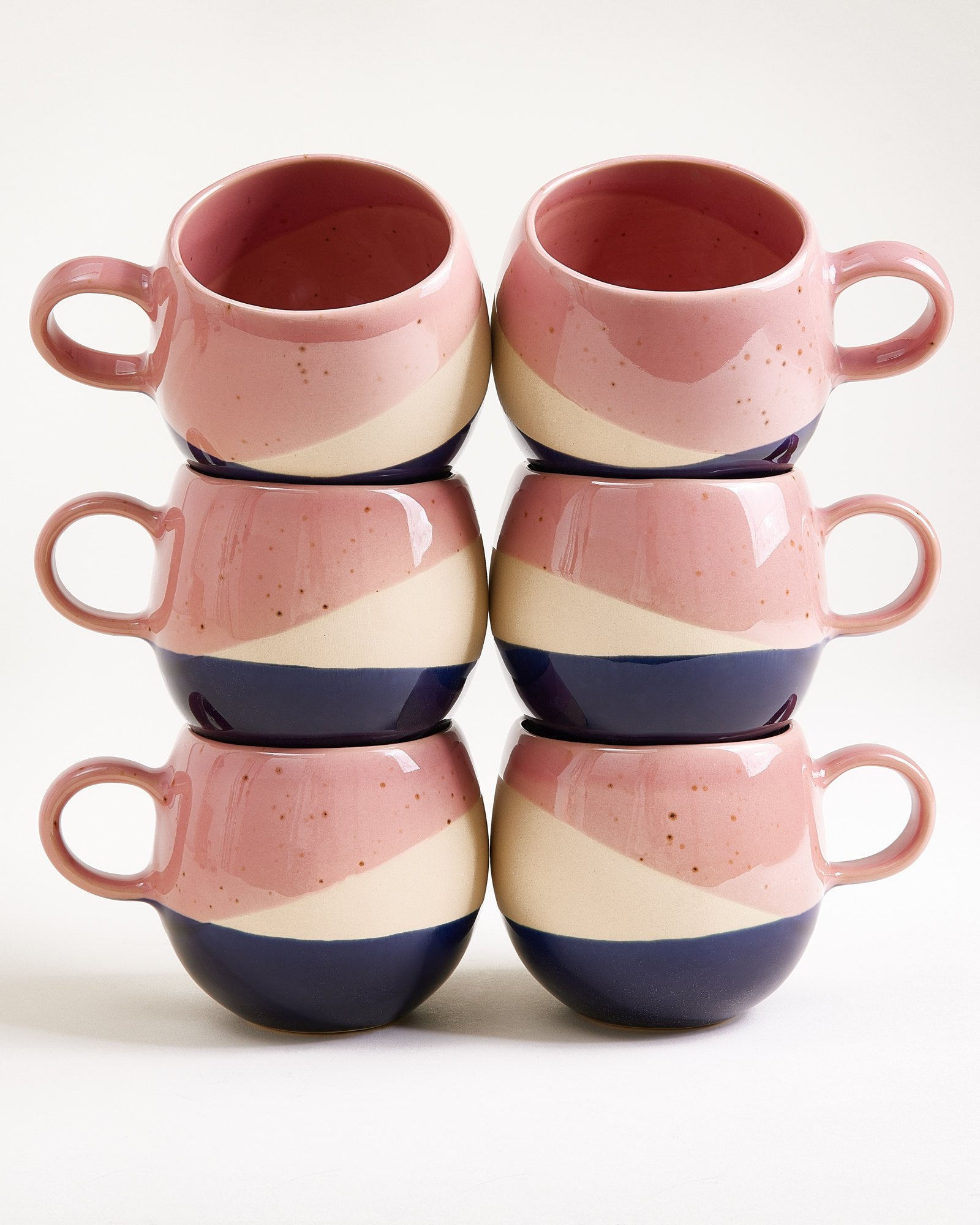Bica Tasse groß rosa sand dunkelblau 6er-Set