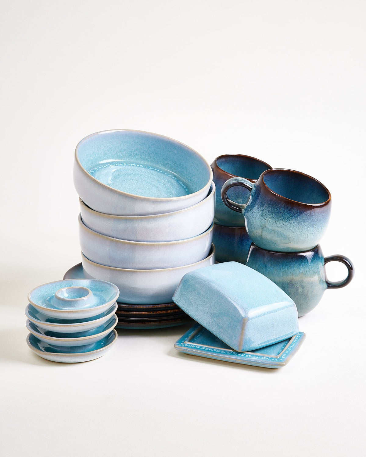 Geschirr-Set Blue Horizon aqua grünblau 17-teilig