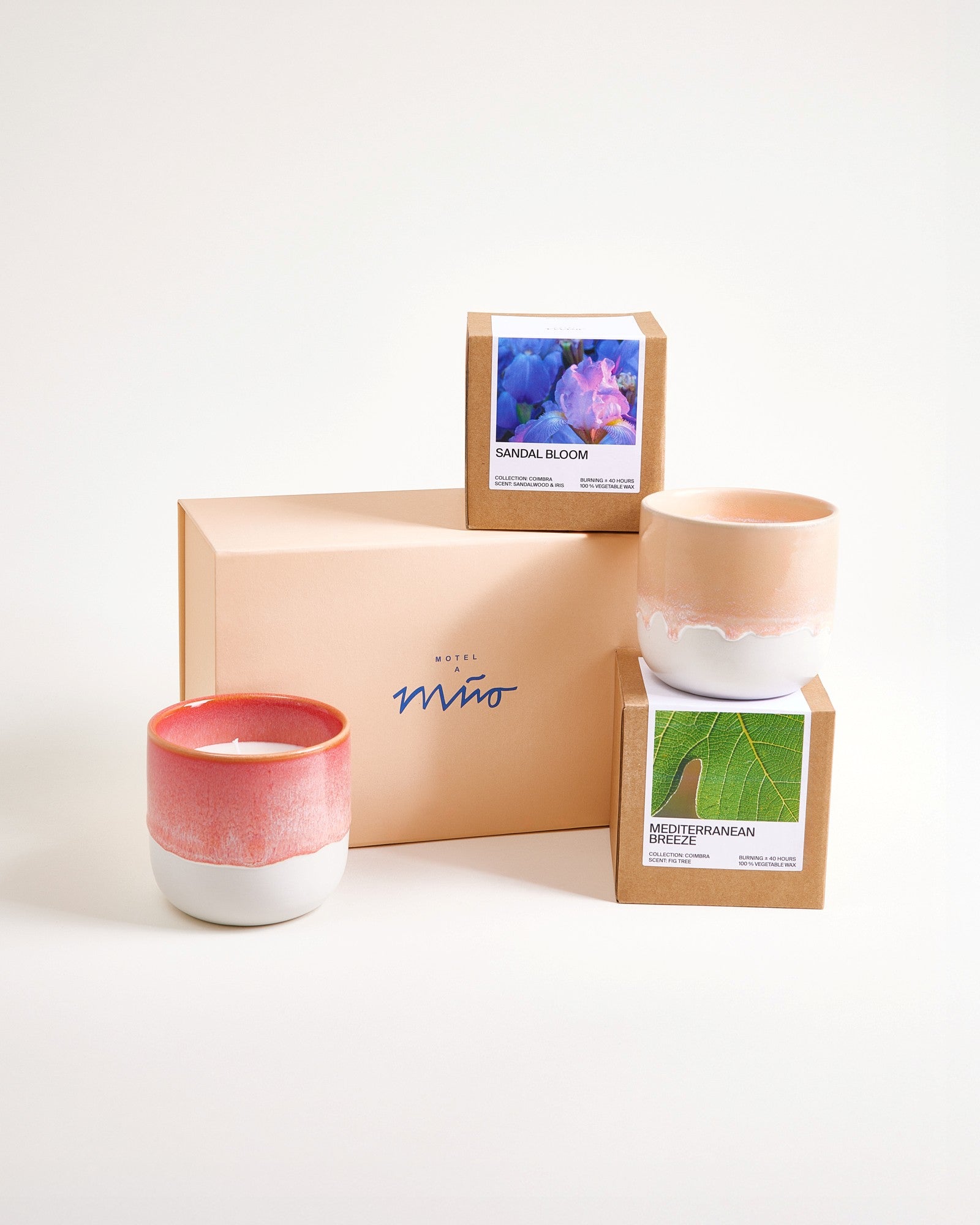 Gift set Coimbra scented candles apricot pink 3 pieces