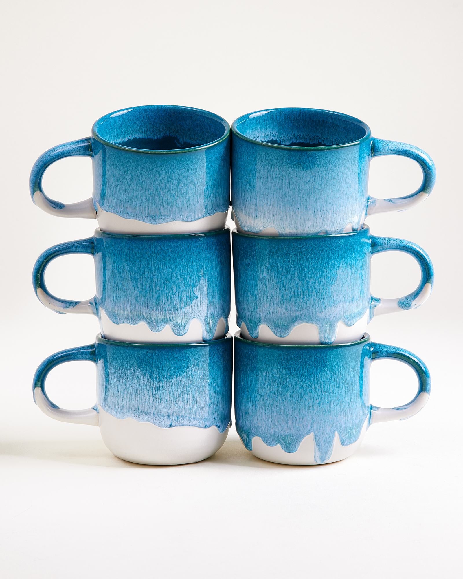 Coimbra - Set of 6 mugs large turquoise