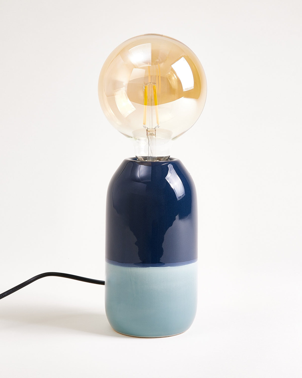 Farol Keramiklampe dunkelblau graublau