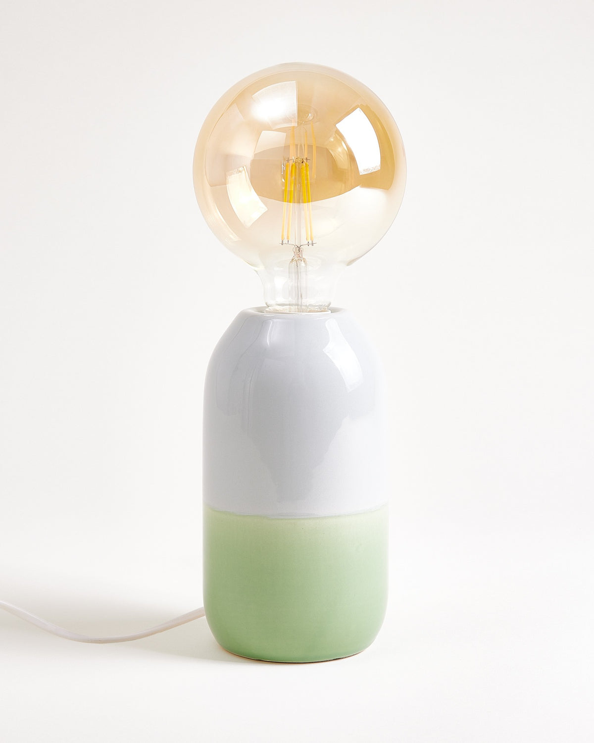Farol Keramiklampe hellblau salbei