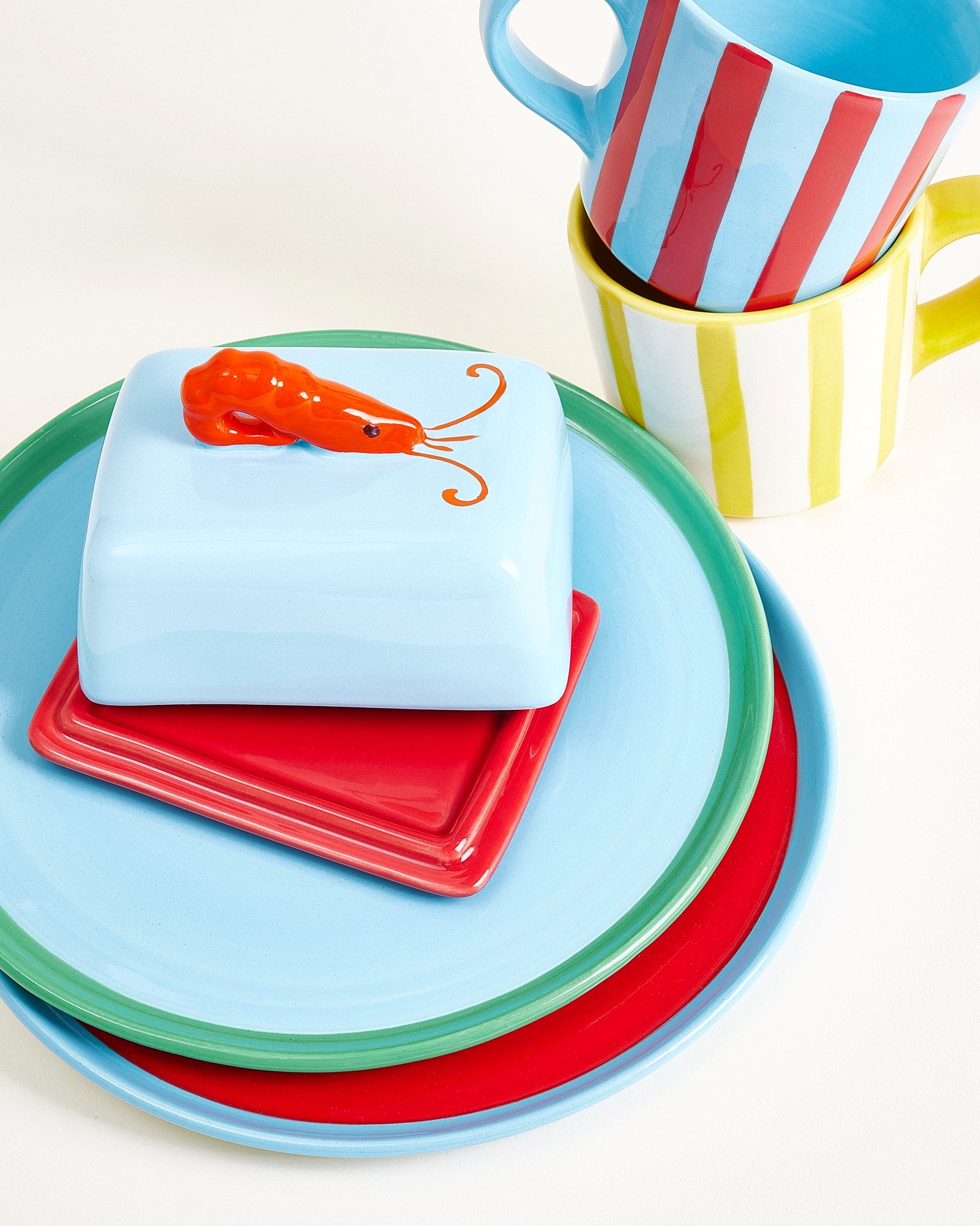 Motel a Miio x Isis Maria Geschirr-Set Shrimp Stripe mix 5-teilig