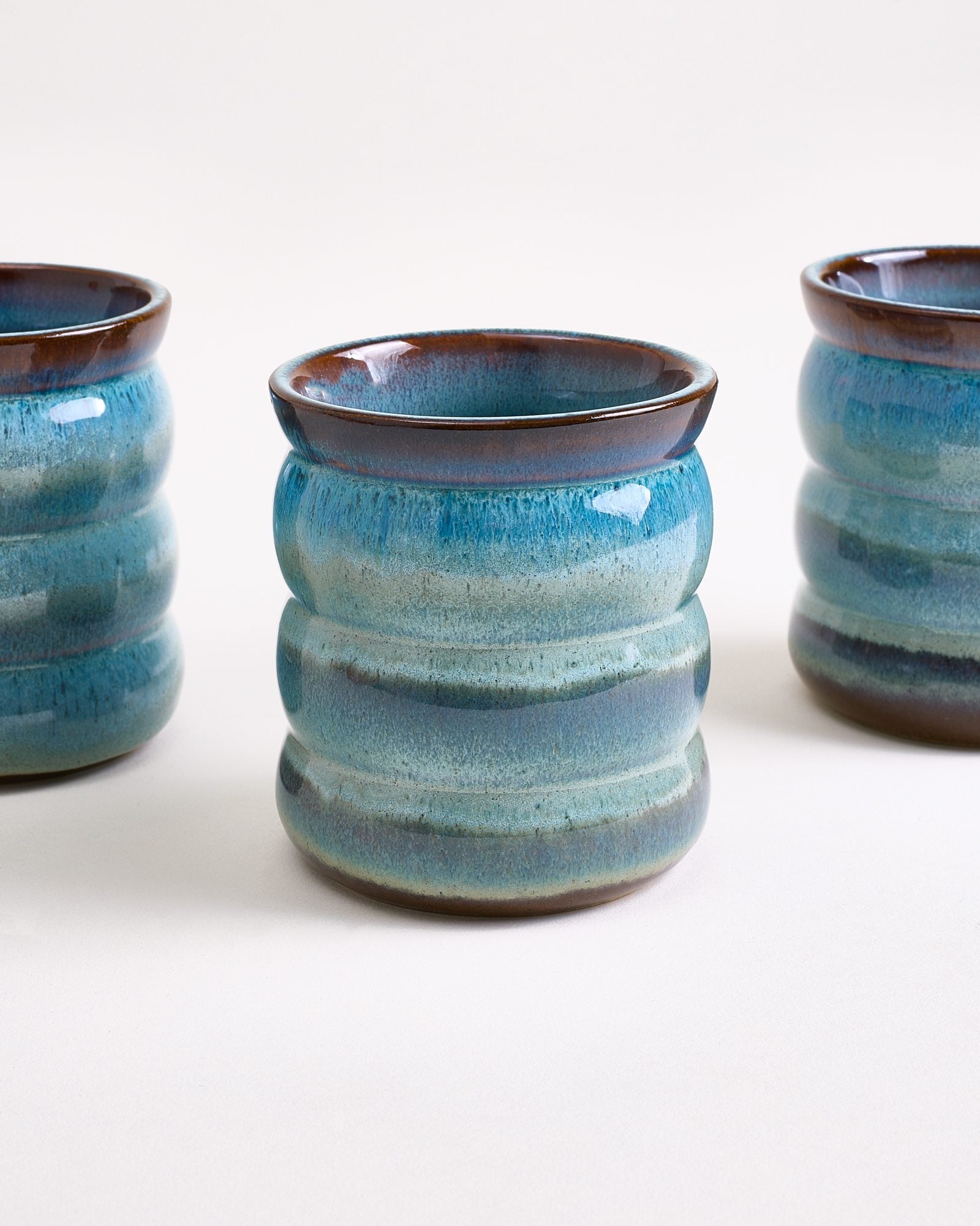 Madeira set van 6 beker groot bubble groenblauw