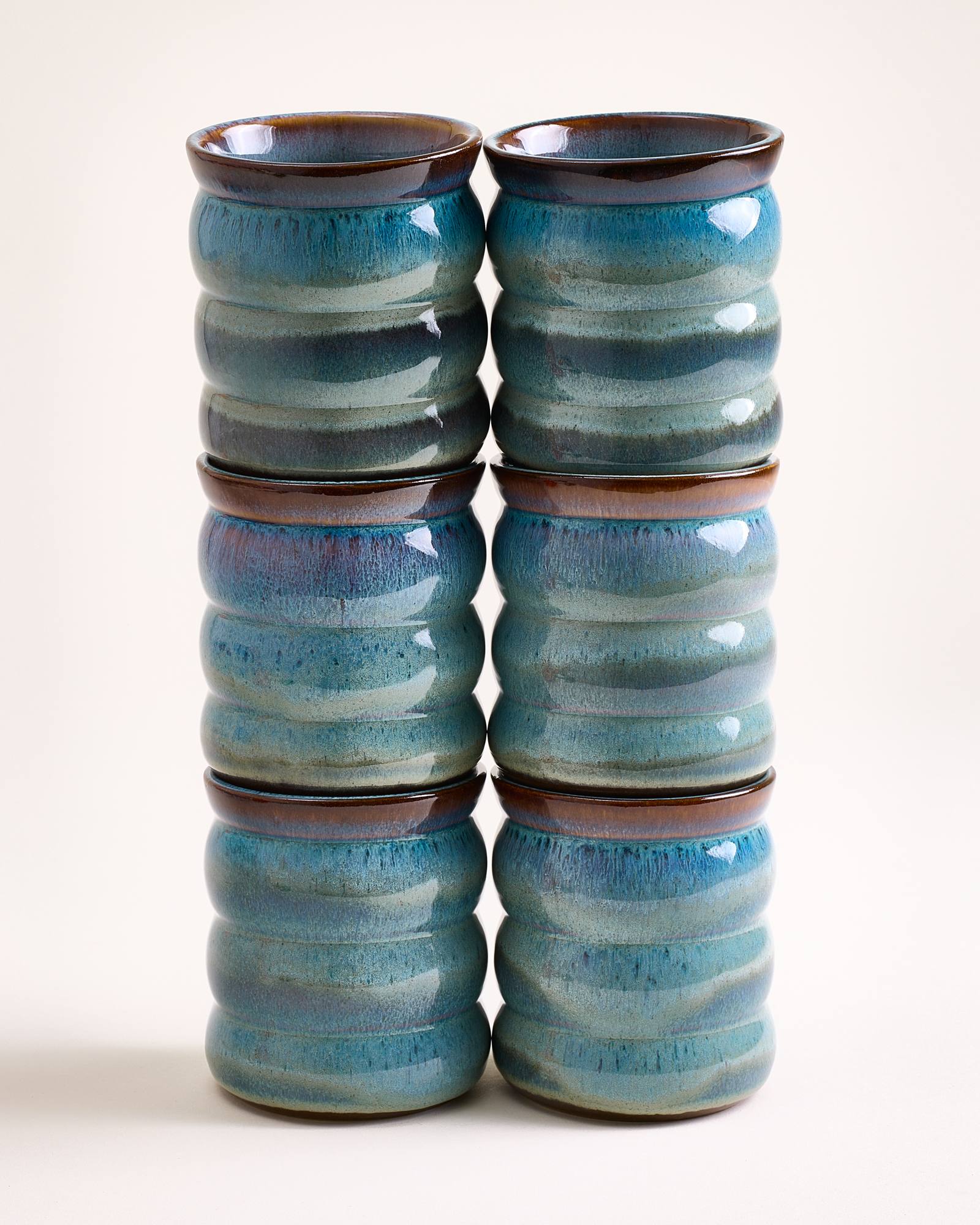 Madeira set van 6 beker groot bubble groenblauw