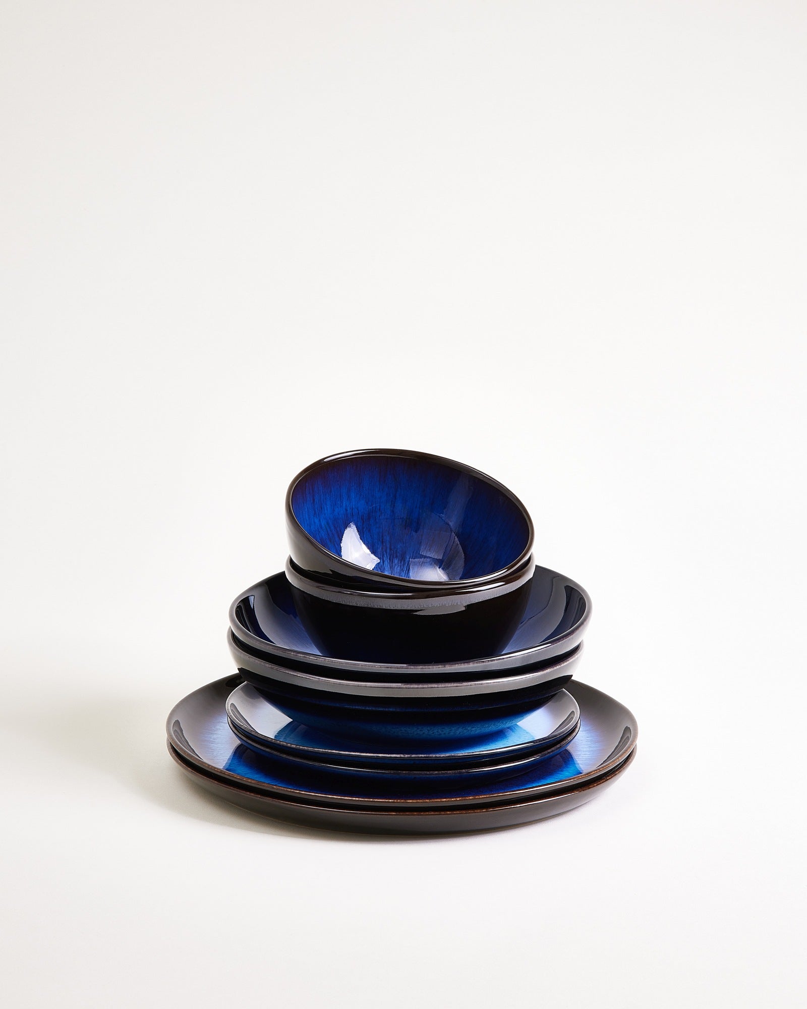 Melides - Service de vaisselle bleu marine profond 8 pièces