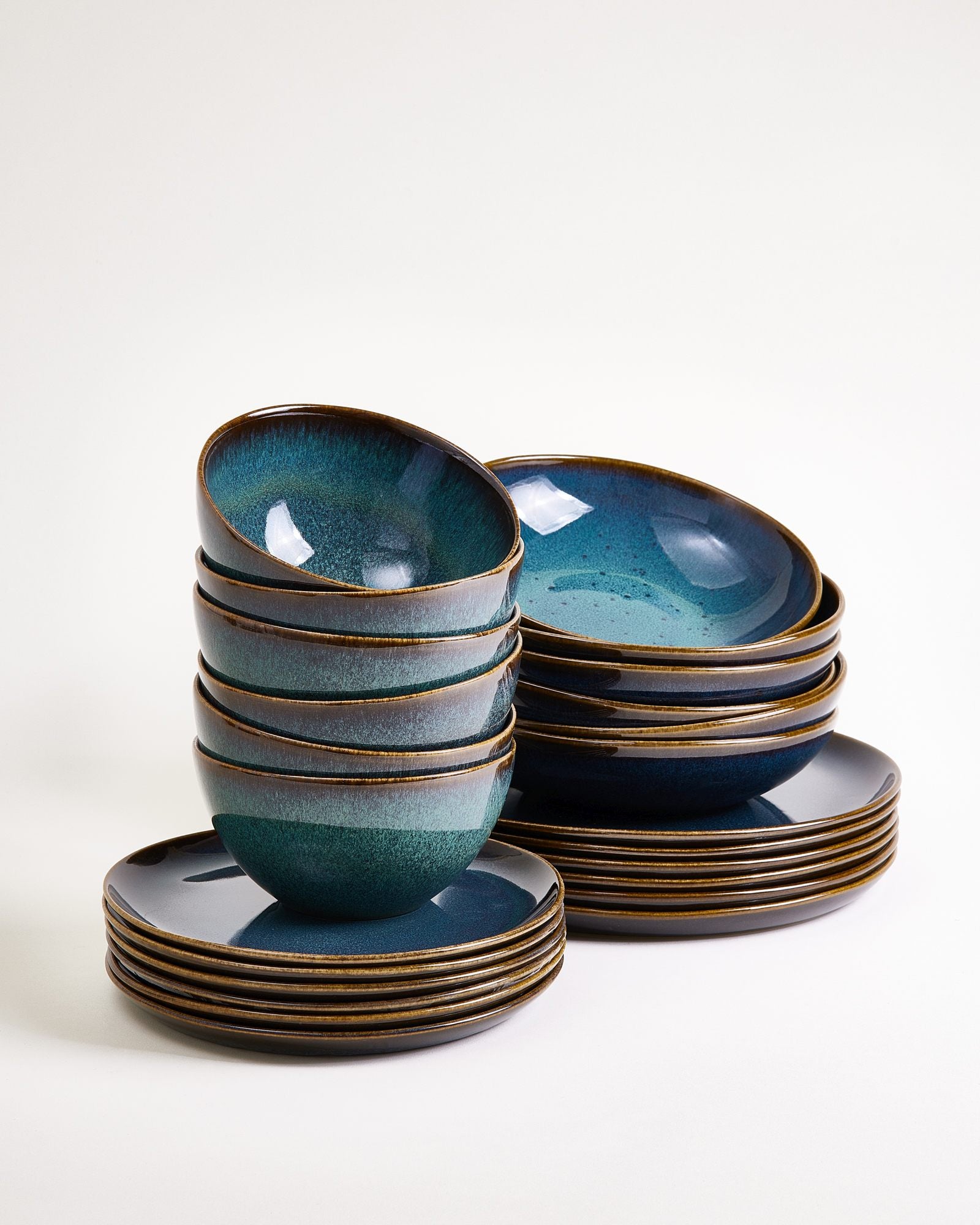 Melides - Service de vaisselle bleu océan 24 pièces