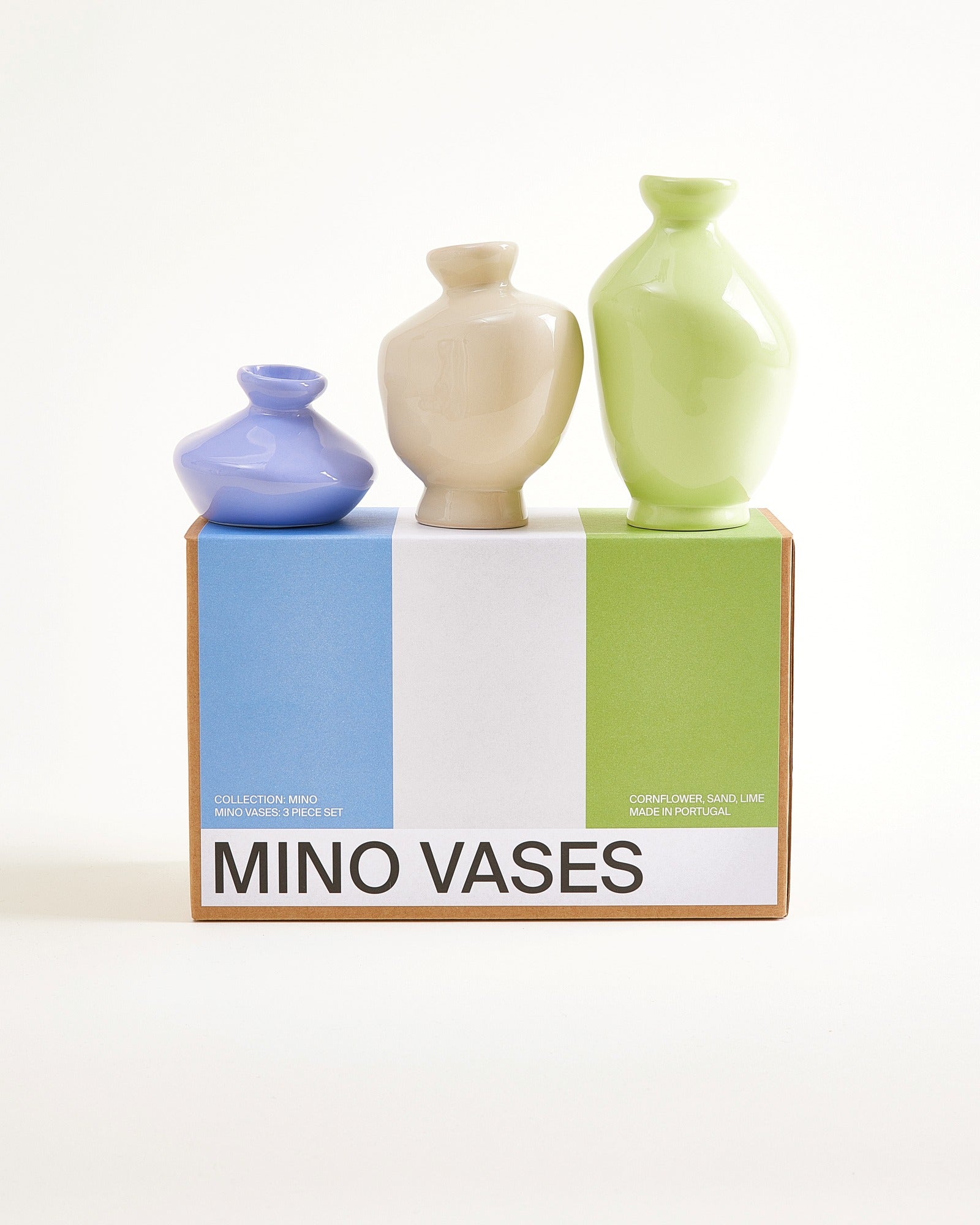 Mino 3-delige set vazen korenbloem zand limoen