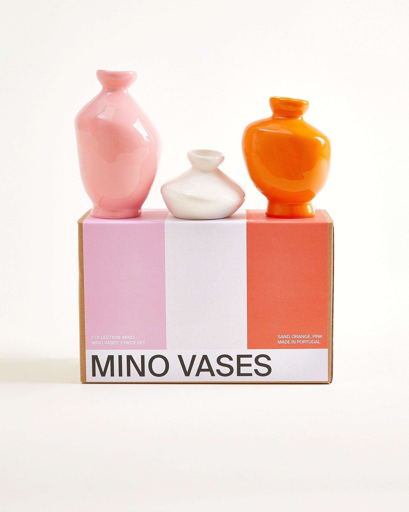 Mino 3-delige set vazen zand oranje roze