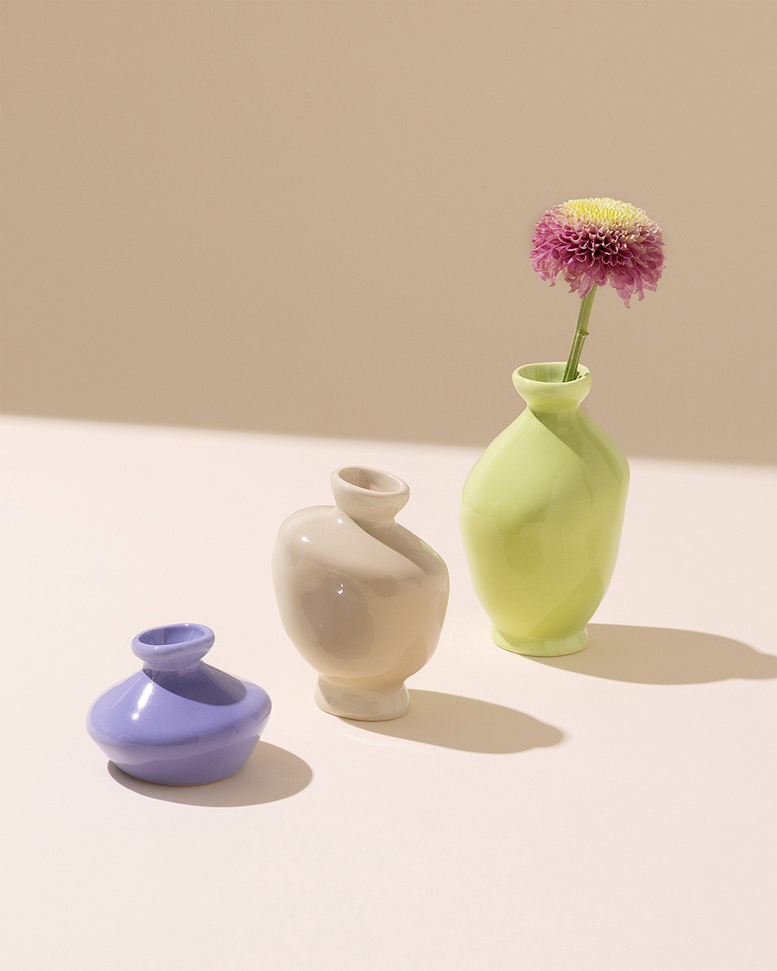 Mino - Set of 3 vases cornflower sand lime
