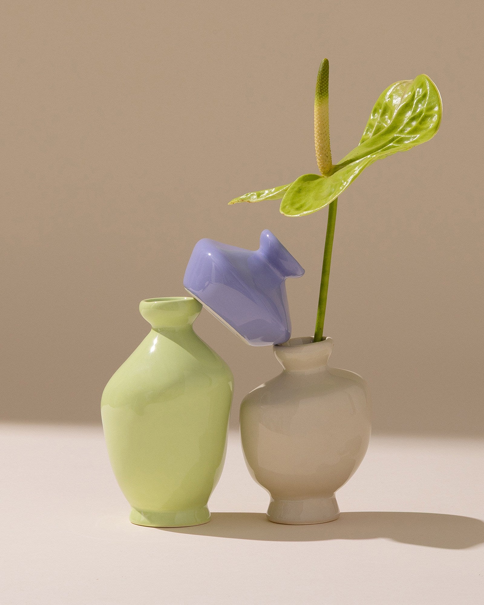 Mino 3-delige set vazen korenbloem zand limoen