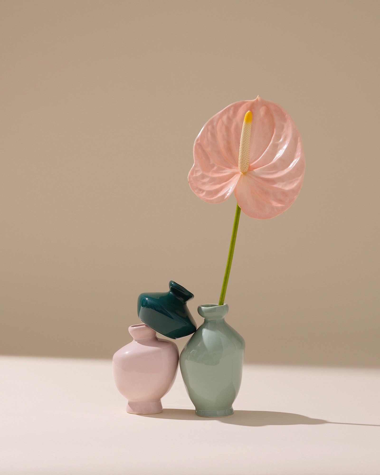 Mino - Set of 3 vases dark green purple sage