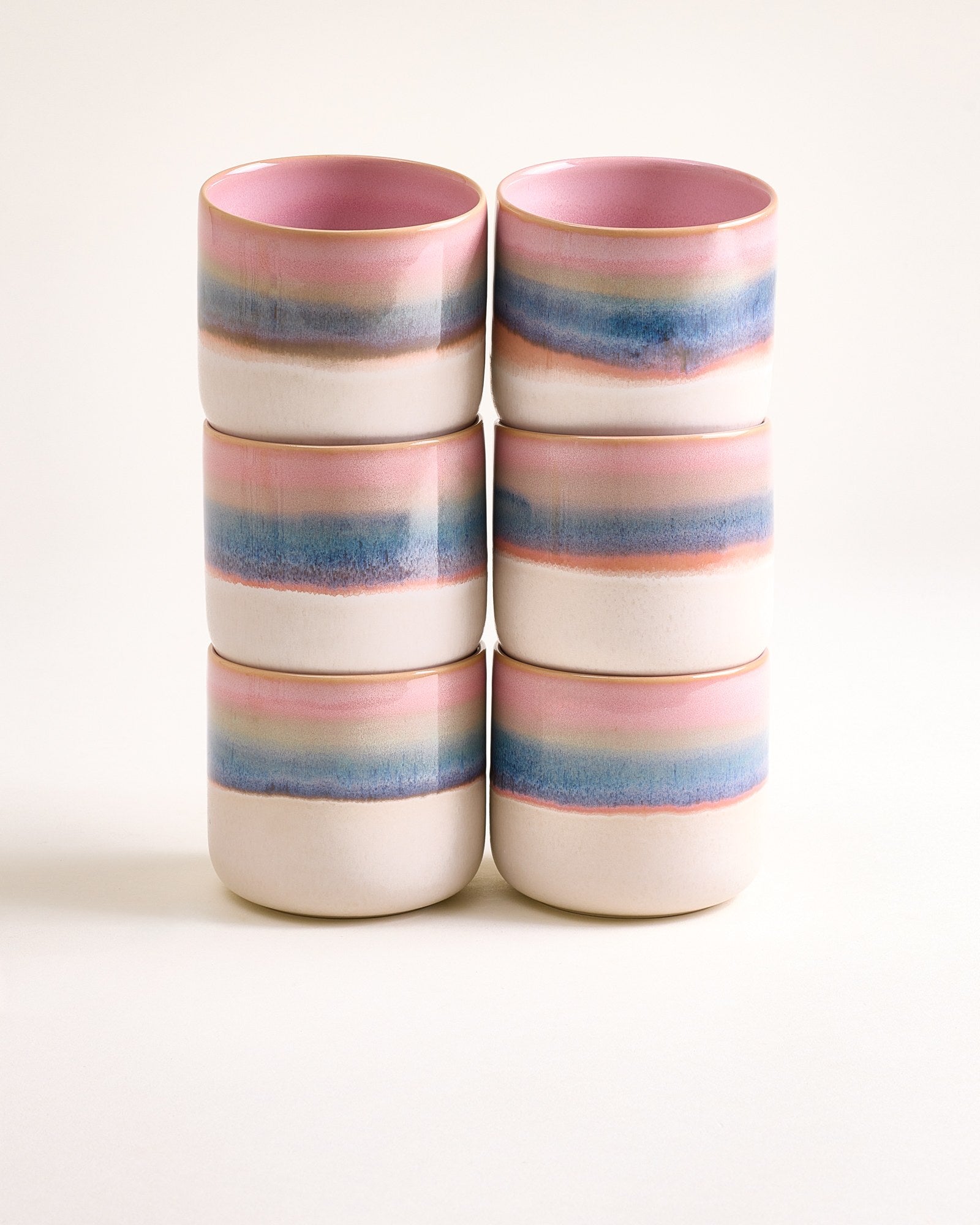Nódoa - Set of 6 Cups large Pink Blue dipped
