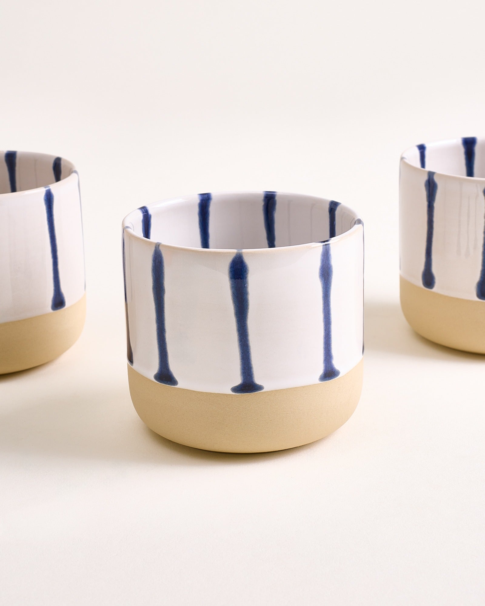 Nódoa - Set of 6 Cups large white blue