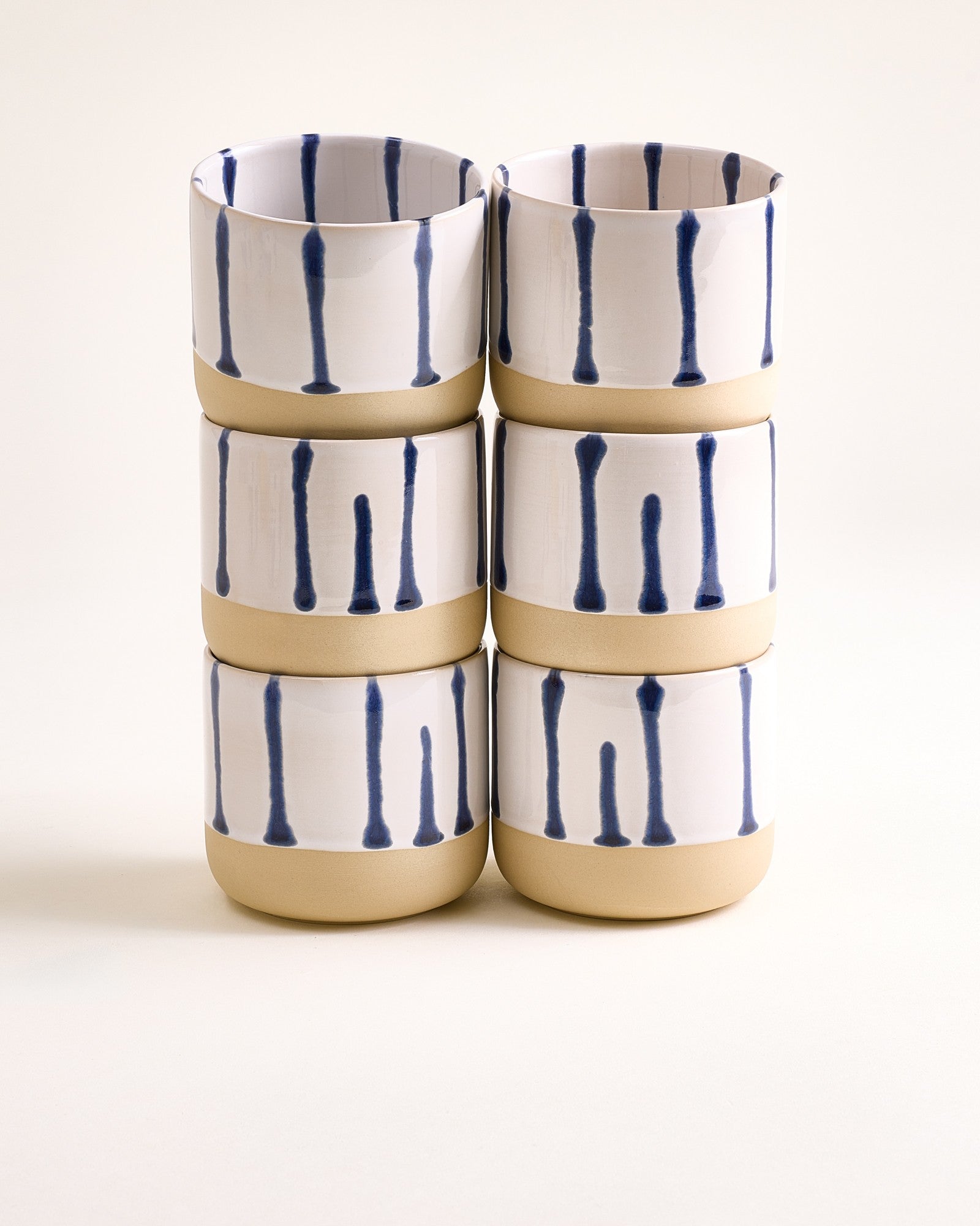 Nódoa - Set of 6 Cups large white blue