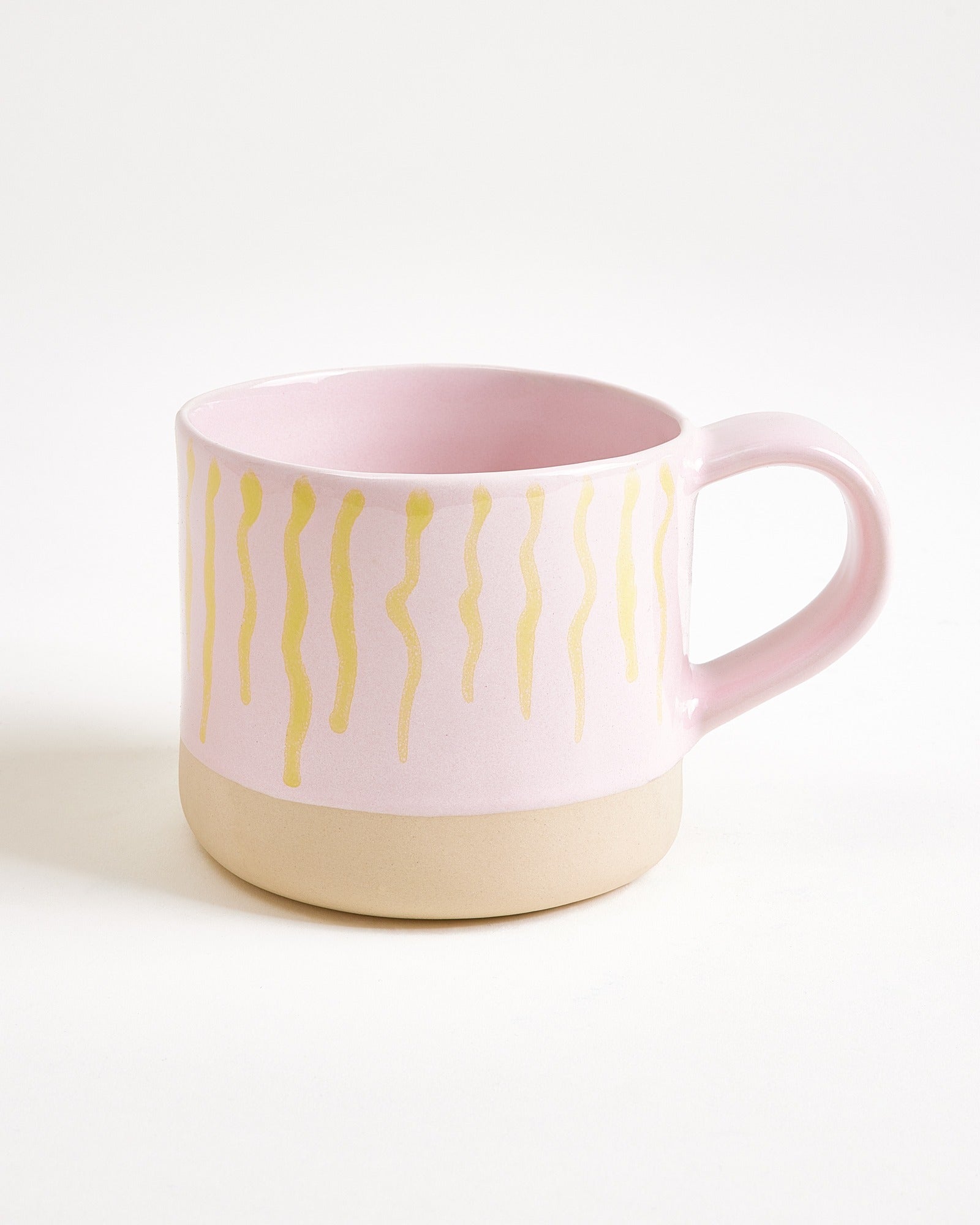 Nódoa Tasse groß gestreift rosa gelb