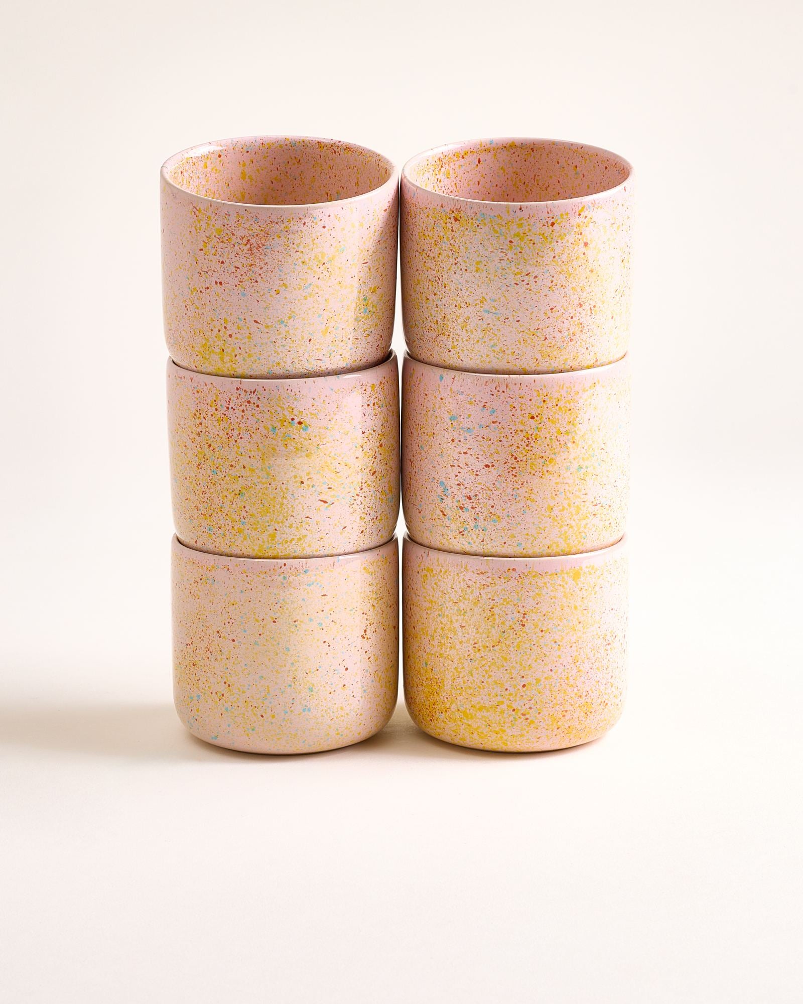 Nódoa - Set of 6 Cups large pink speckled