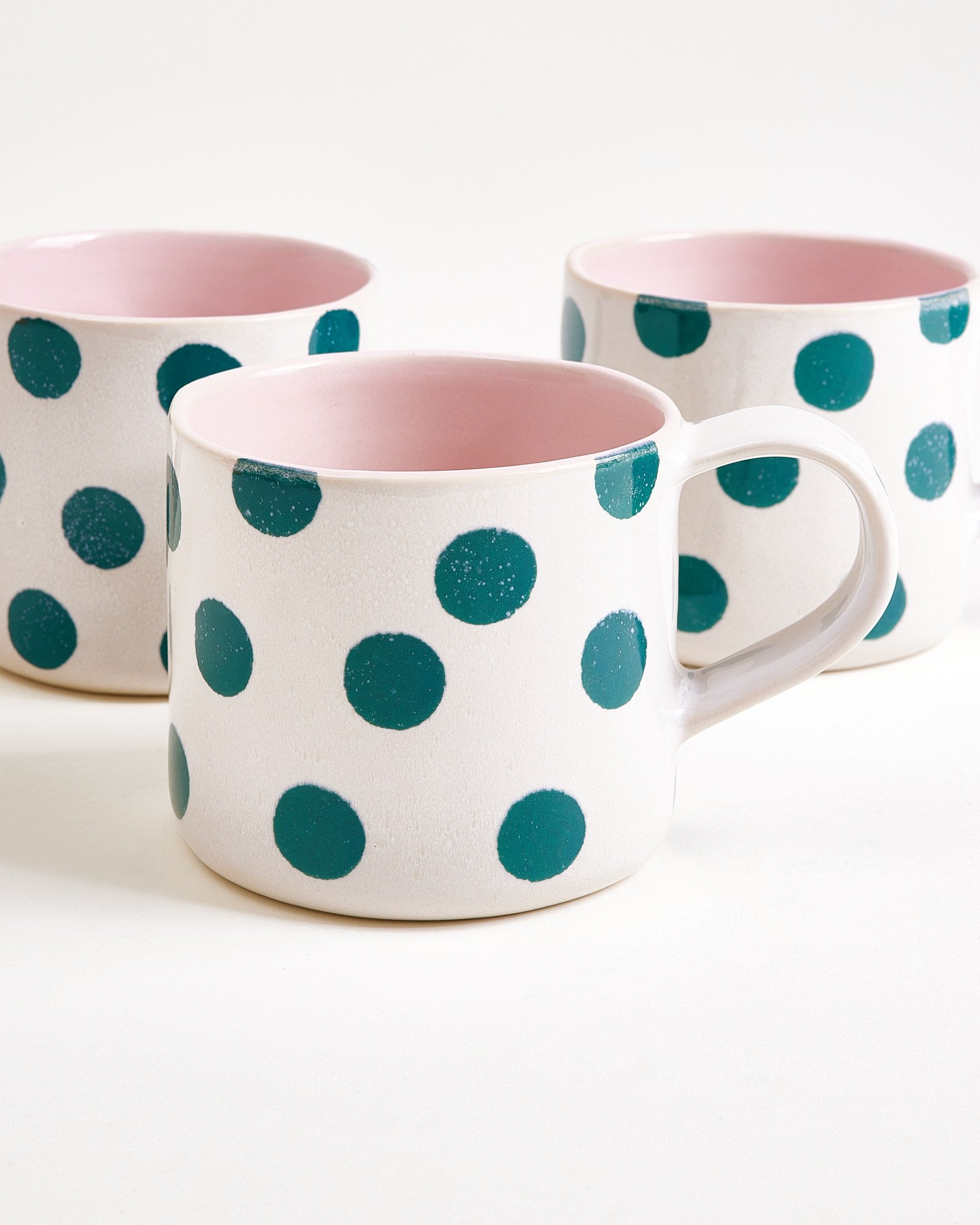 Nódoa Tasse groß gepunktet rosa grün 6er-Set