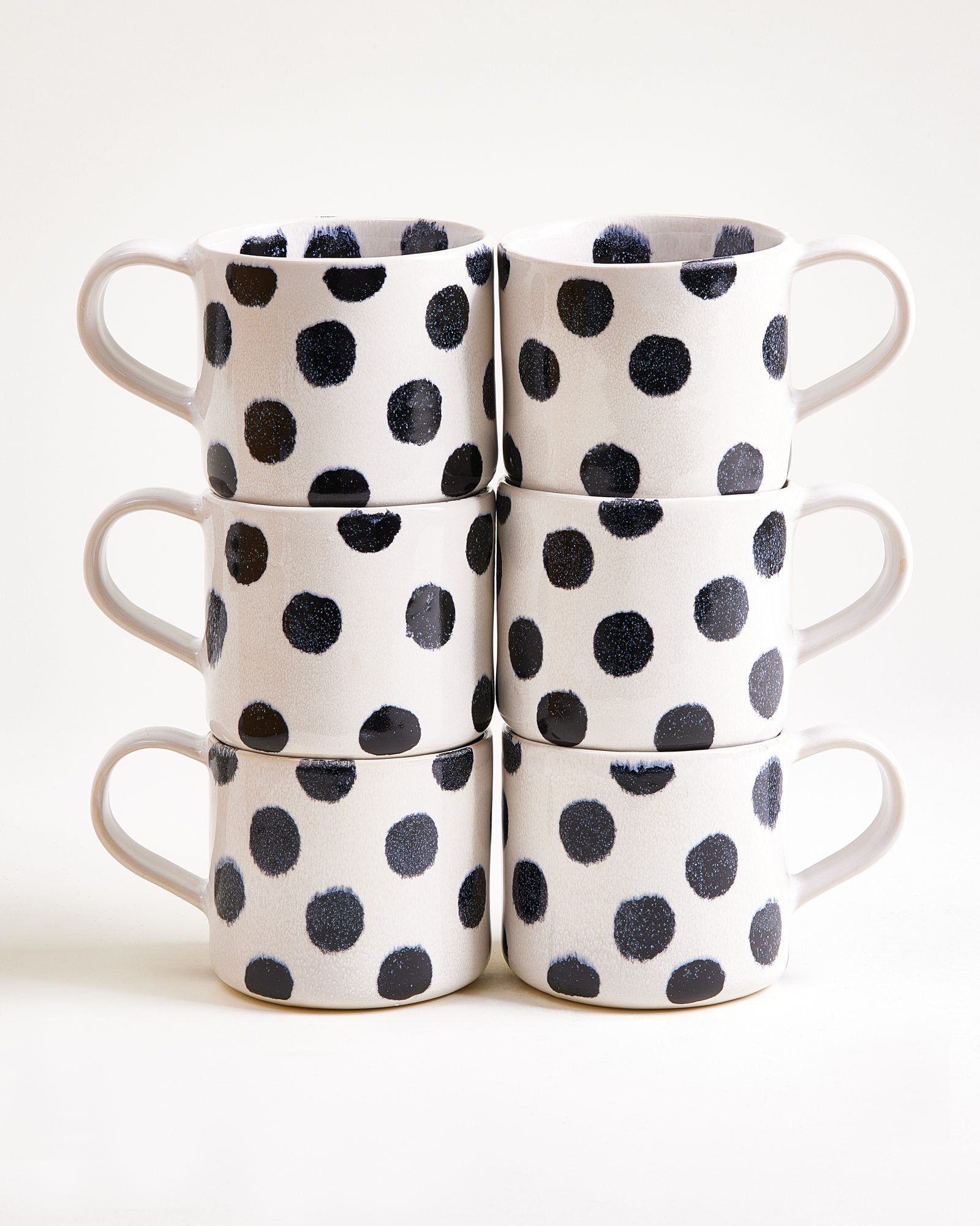 Nódoa Tasse groß gepunktet schwarz 6er-Set