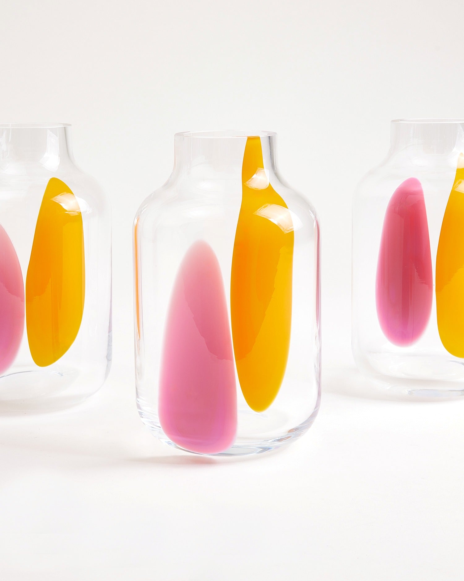 Nuno glass vase M - pink orange drops
