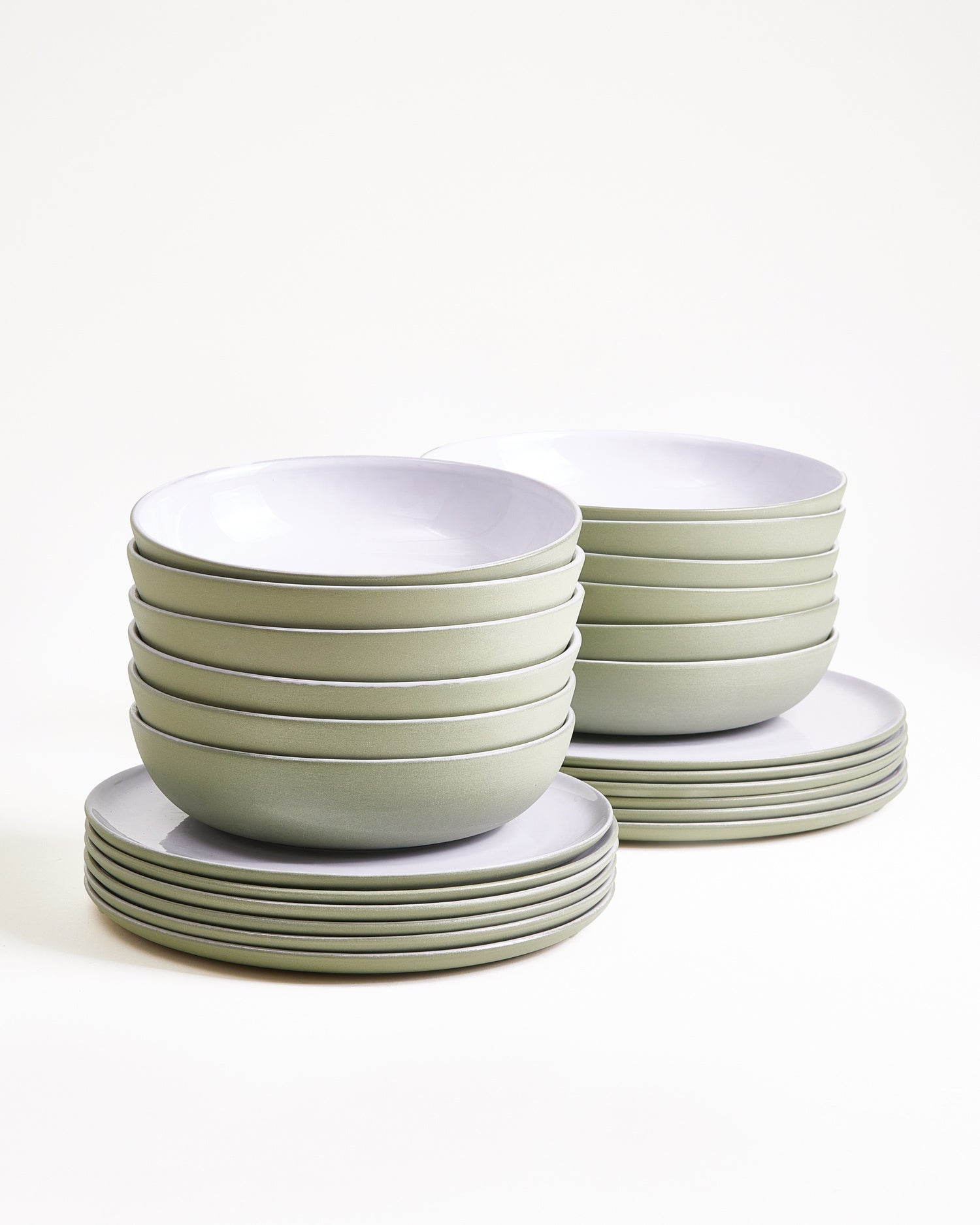 Seda Geschirr-Set salbeigrün weiß 24-teilig