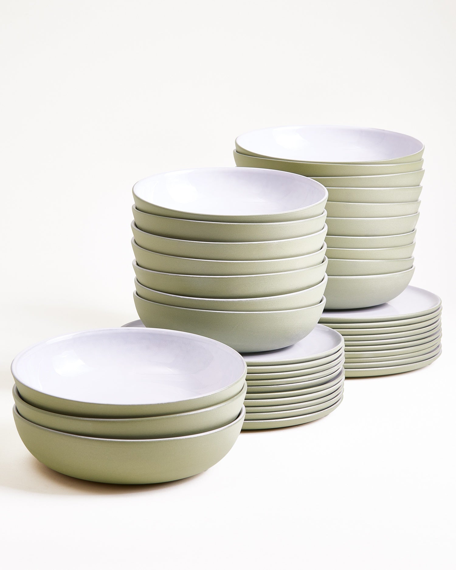 Seda sage green white - Set of 40 pieces