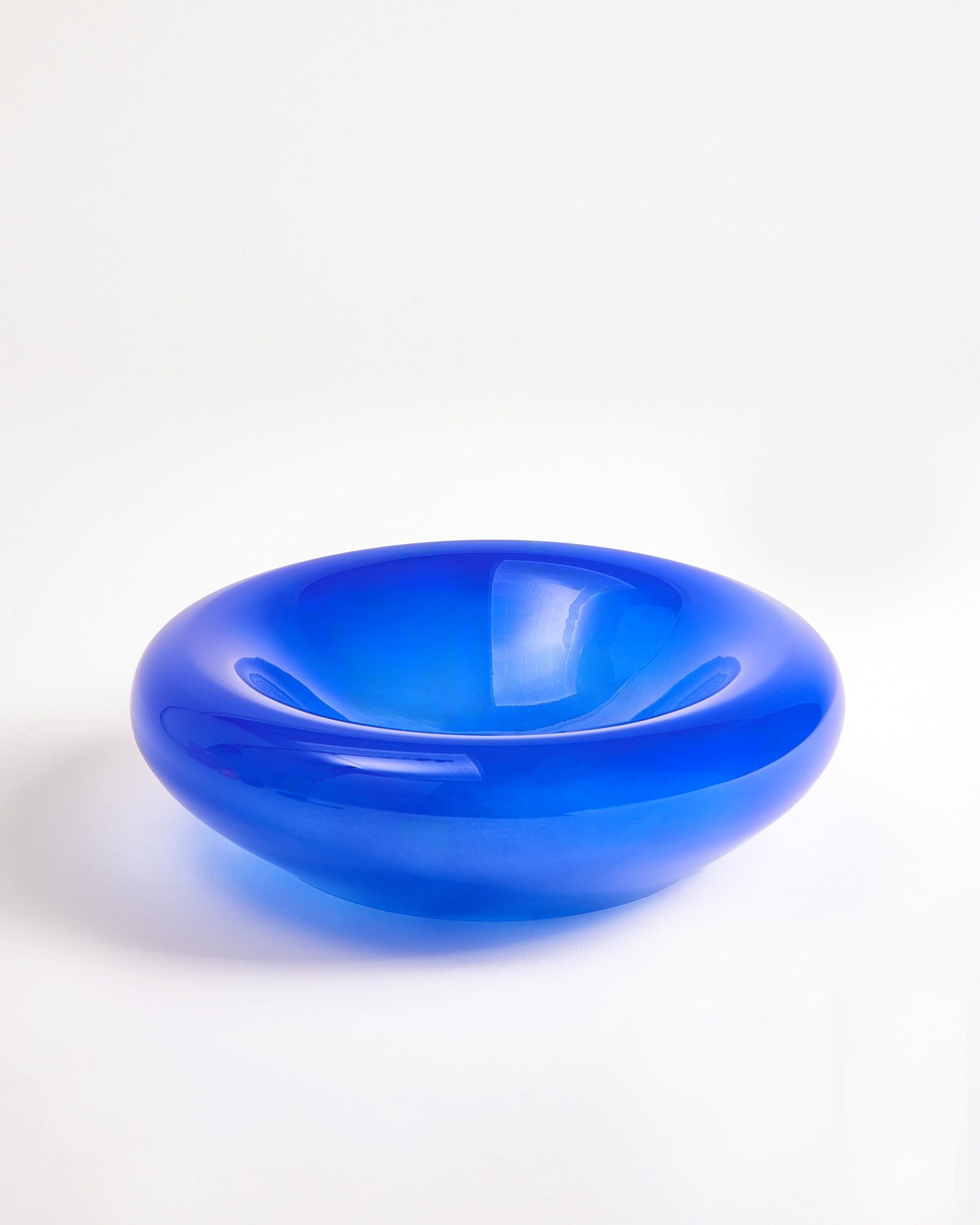 Petite Coupe En Verre Moulé Bleu - Vintage - Peut Servir De Vase Ou Coupelle