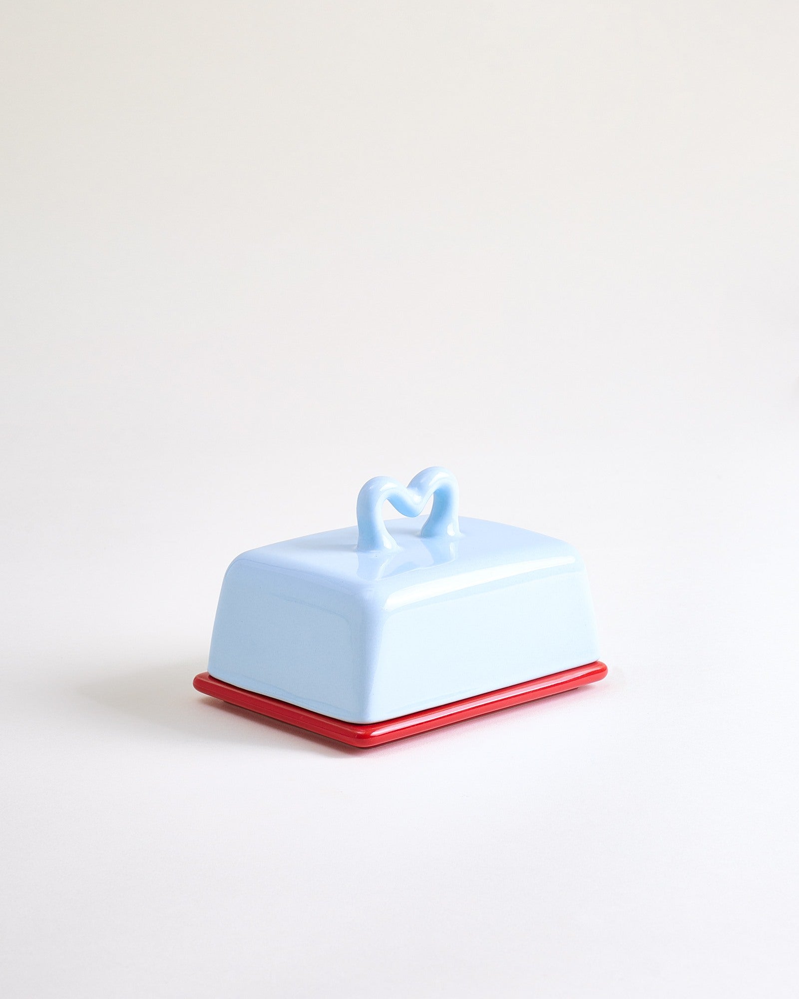 Seia Butterdose Herz hellblau rot