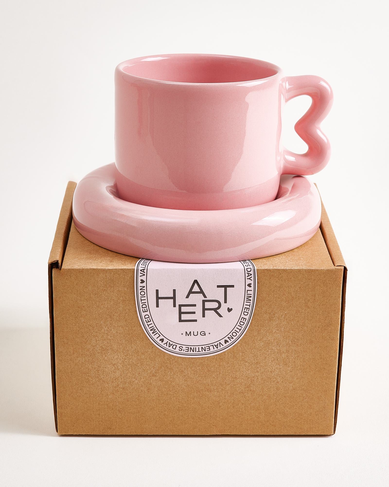 Seia - Tazza e piattino con cuore rosa