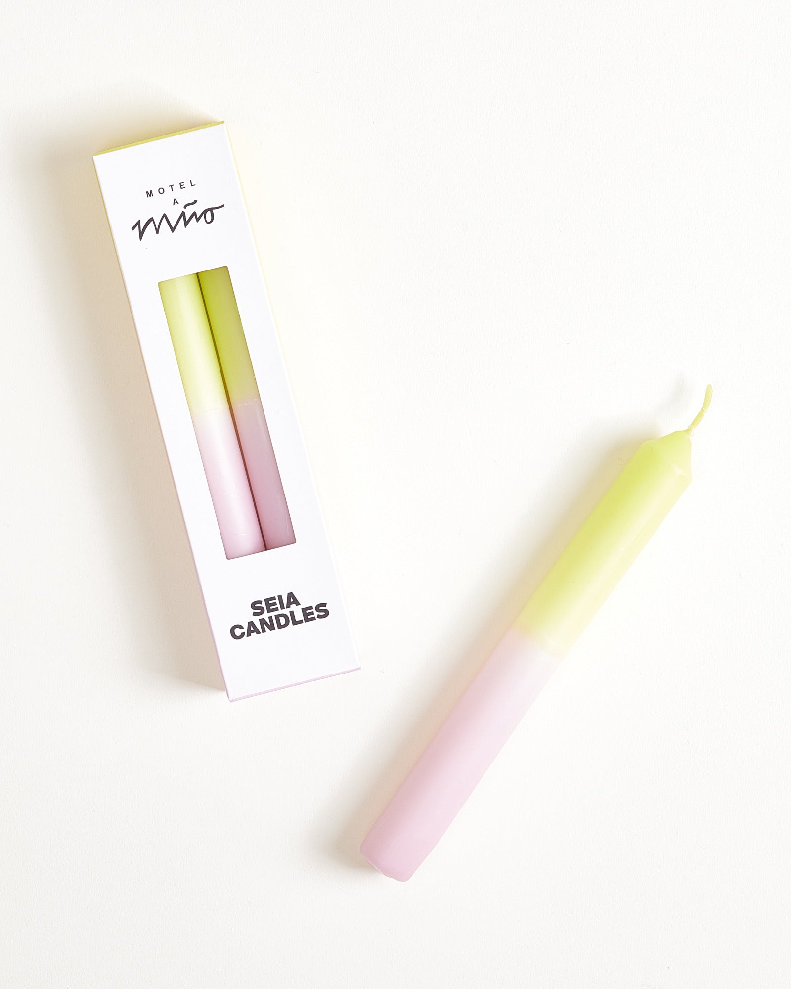 Seia - set of 2 stick candles pink lime