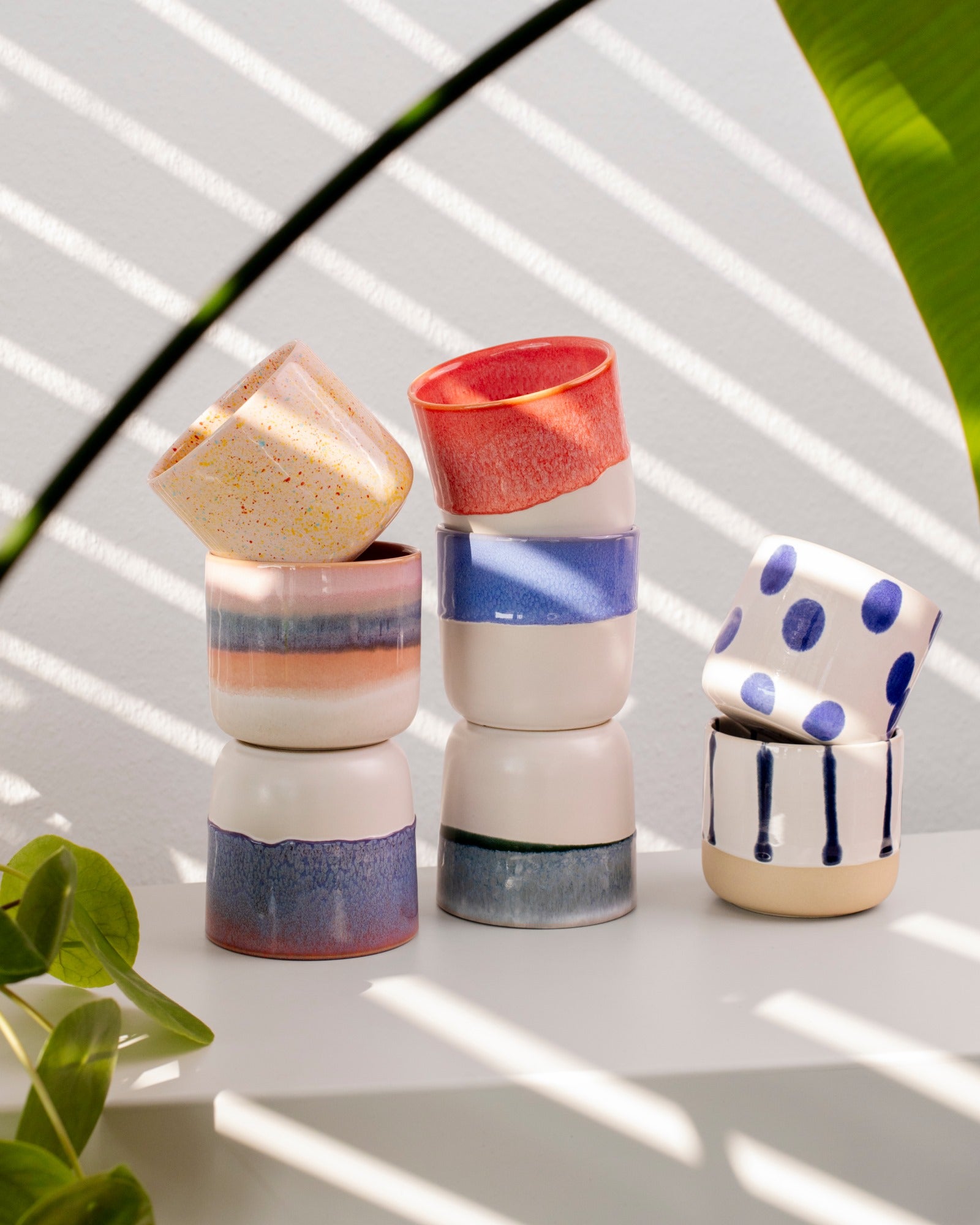 Nódoa Becher groß gestreift weiß blau