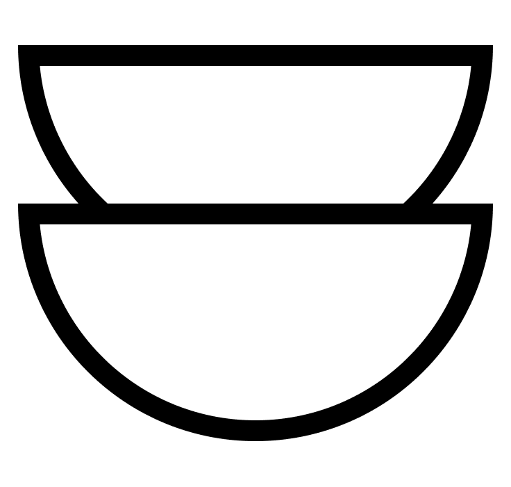 Ein weißer Halbkreis auf schwarzem Hintergrund.